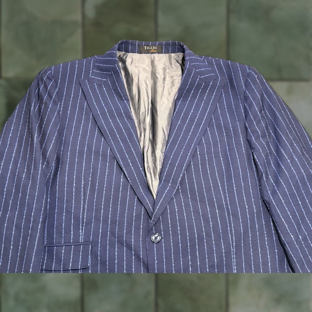 Vintage Tiglio Luxe Men's 48R Prosecco Jacket Blue Pin Stripes Wool Blazer Size 48R - 1 Thumbnail