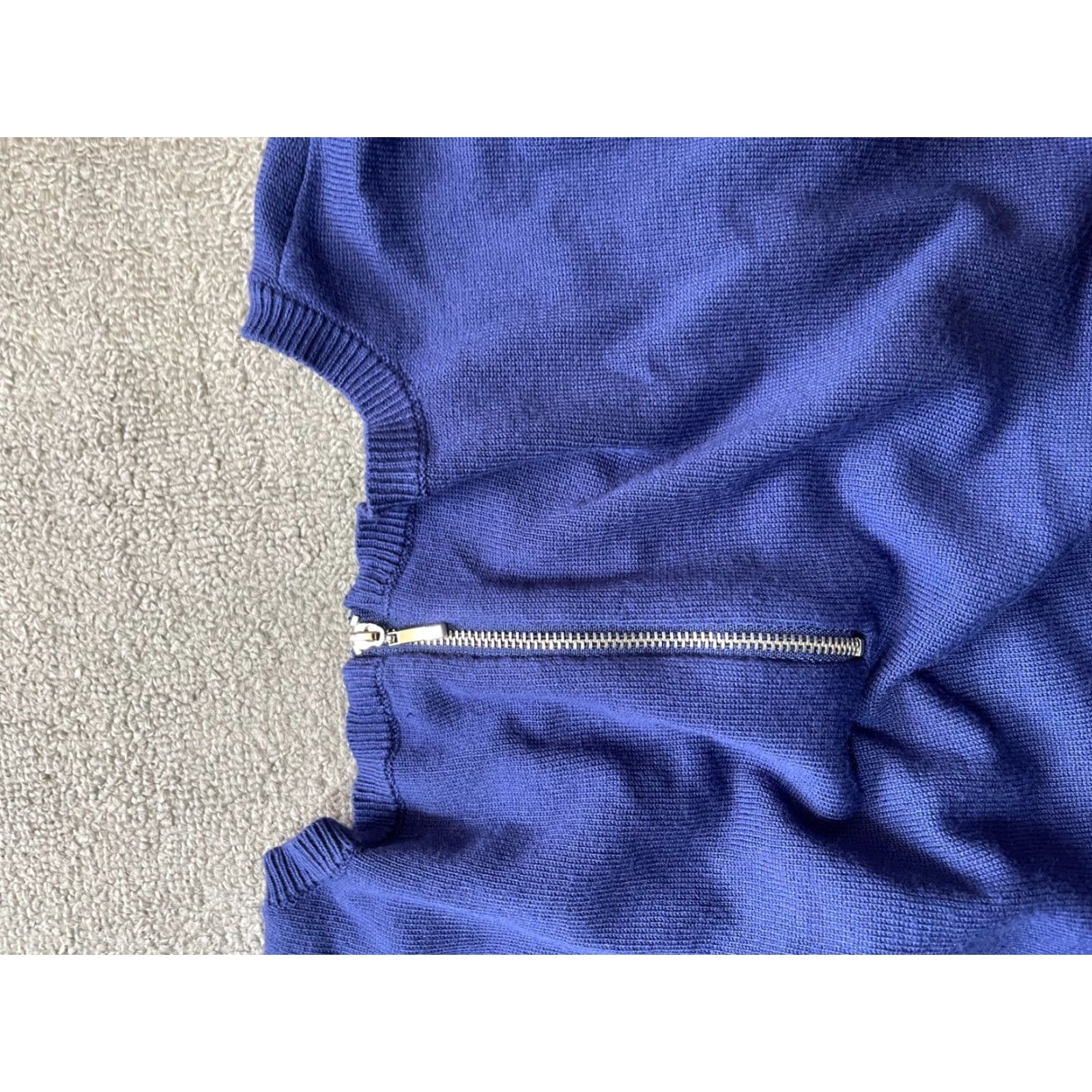 Vintage CABLE & GAUGE Sweater Womens XL Blue Cardigan Zip closure on back 1X Scoop Neck Women Size XL / US 12-14 / IT 48-50 - 5 Thumbnail