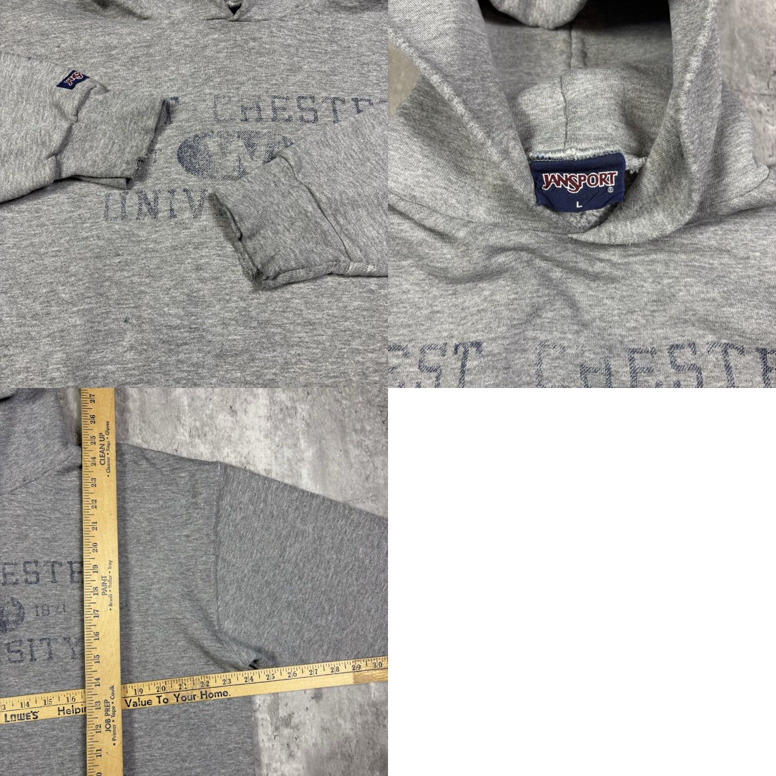 Jansport VINTAGE Jansport Hoodie Men L 90s College Gray Cotton Graphic Print Hooded Distressed Logo Size US L / EU 52-54 / 3 - 9 Thumbnail