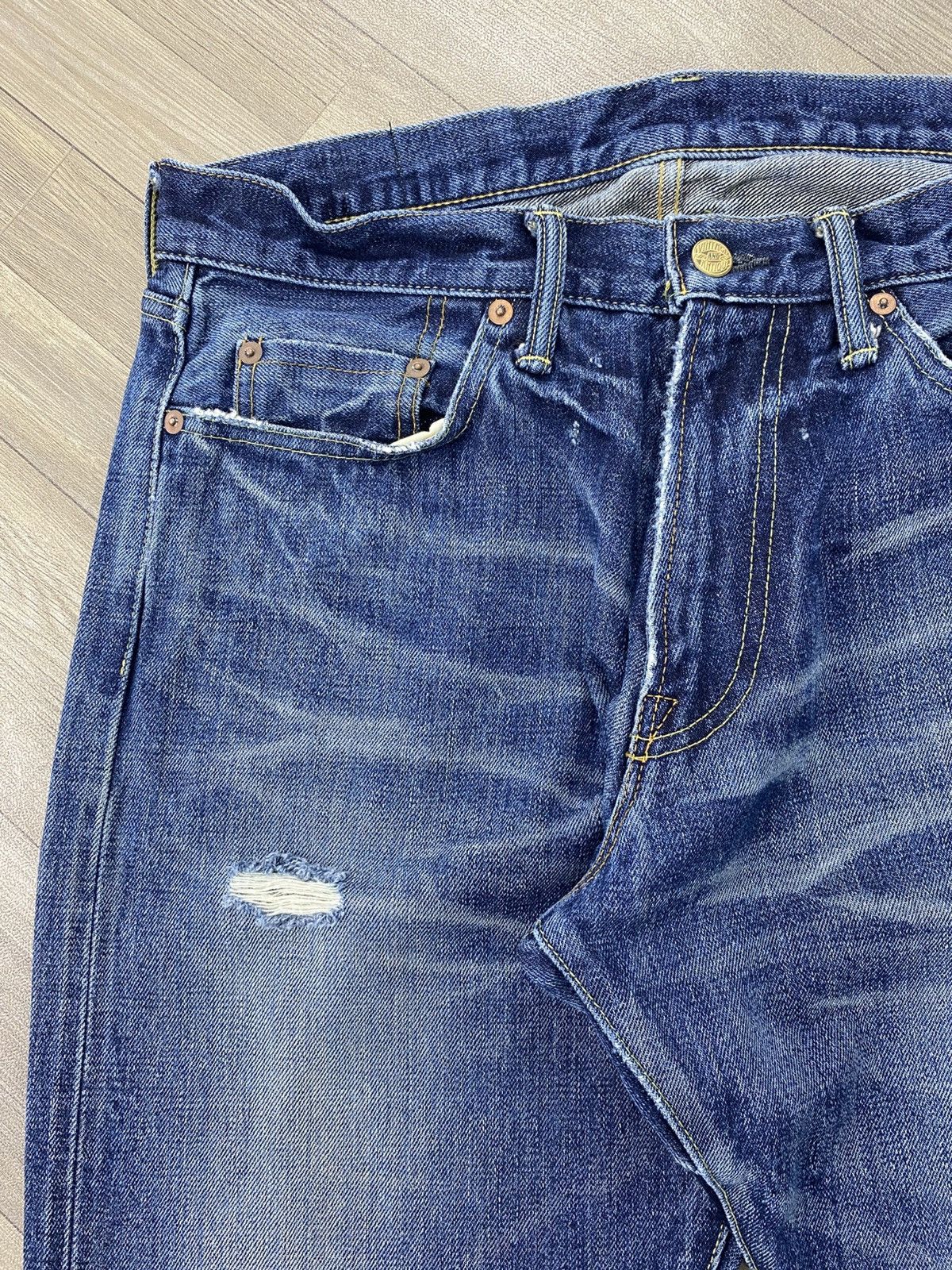 Japanese Brand Knackered Japan Distressed Selvedge Raw Denim Faded Jeans Size US 34 / EU 50 - 5 Thumbnail