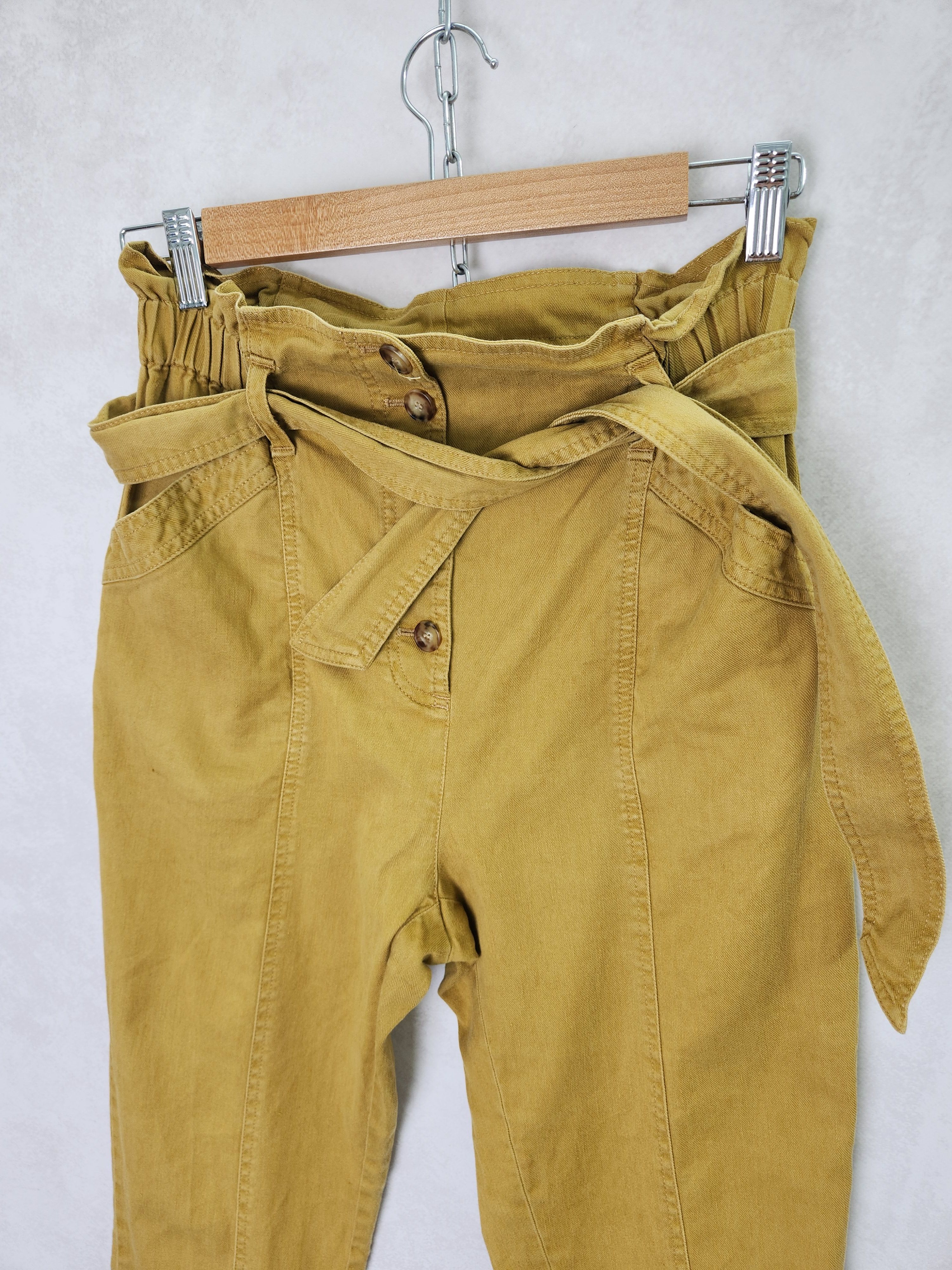 Sezane Sezane yellow cropped linen and cottone belted pants size 36 Size 25" / US 0 / IT 36 - 6 Thumbnail