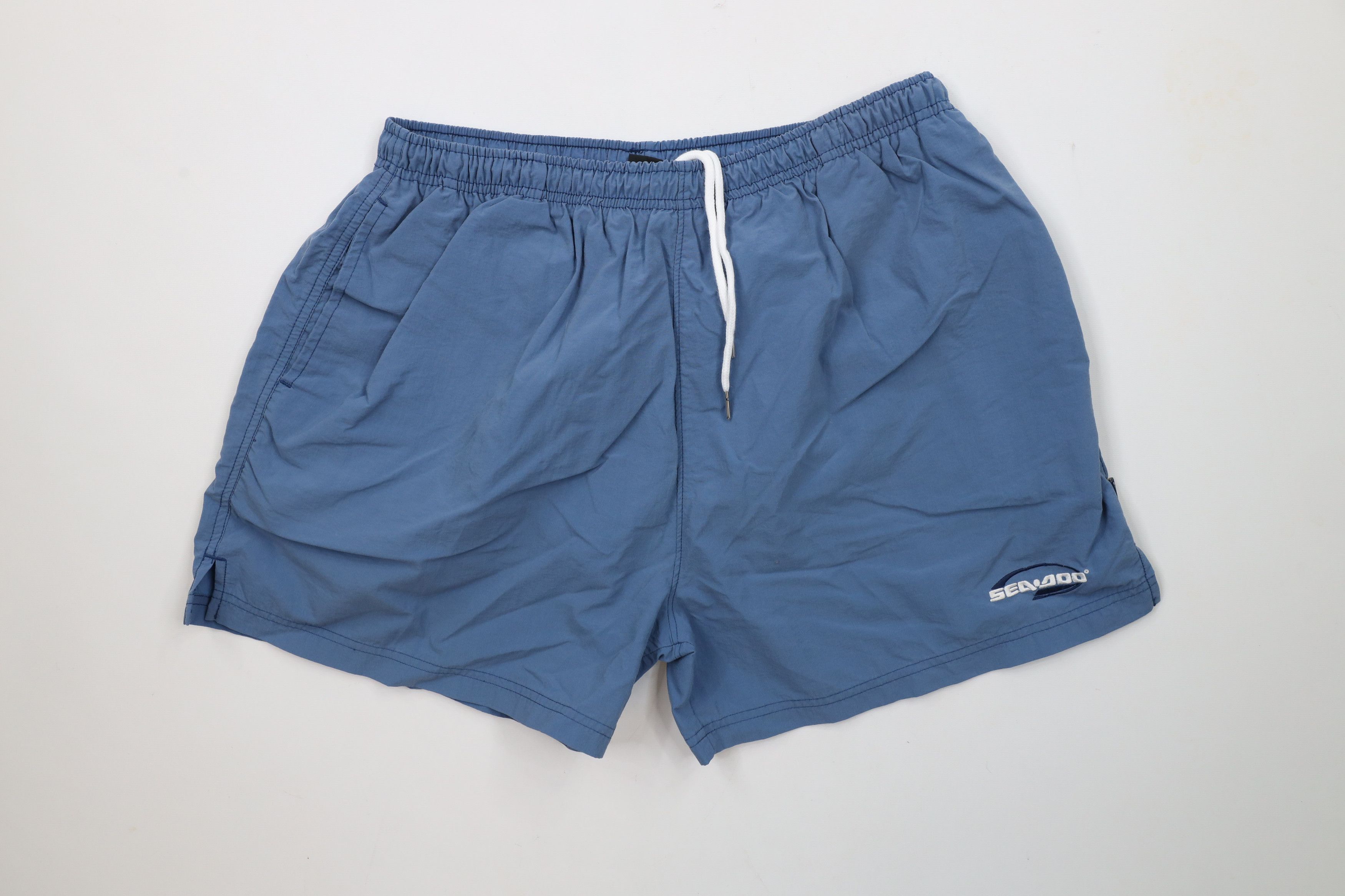 Vintage Vintage 90s Sea Doo Bombardier Lined Shorts Trunks Blue Size US 36 / EU 52 - 1 Thumbnail
