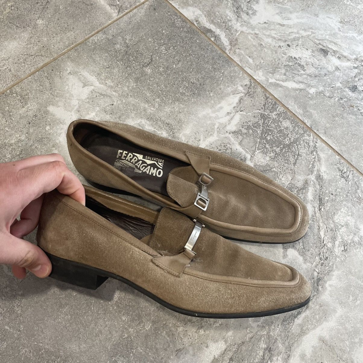 Salvatore Ferragamo 7 Salvatore Ferragamo Brown cream Loafers shoes boots suede Size US 7 / EU 40 - 2 Thumbnail
