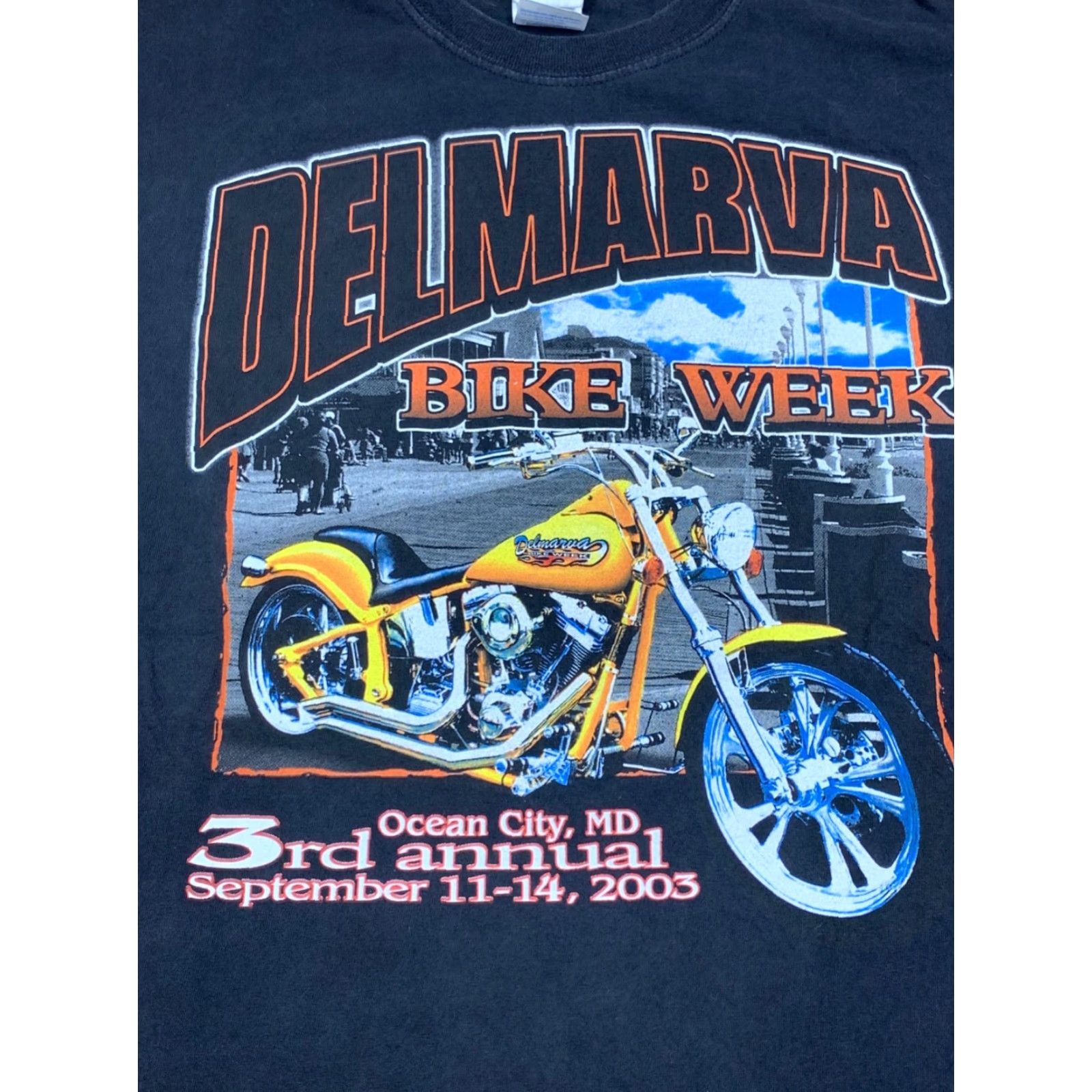Harley Davidson VINTAGE Harley Biker Mens M Black 15522 Y2K Bike Week Ocean City MD Size US M / EU 48-50 / 2 - 3 Thumbnail