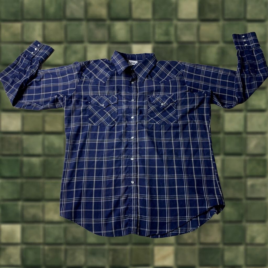 Vintage Ely Cattleman Blue Plaid Pearl Snap Western Style Shirt Mens L Size US L / EU 52-54 / 3 - 1 Thumbnail