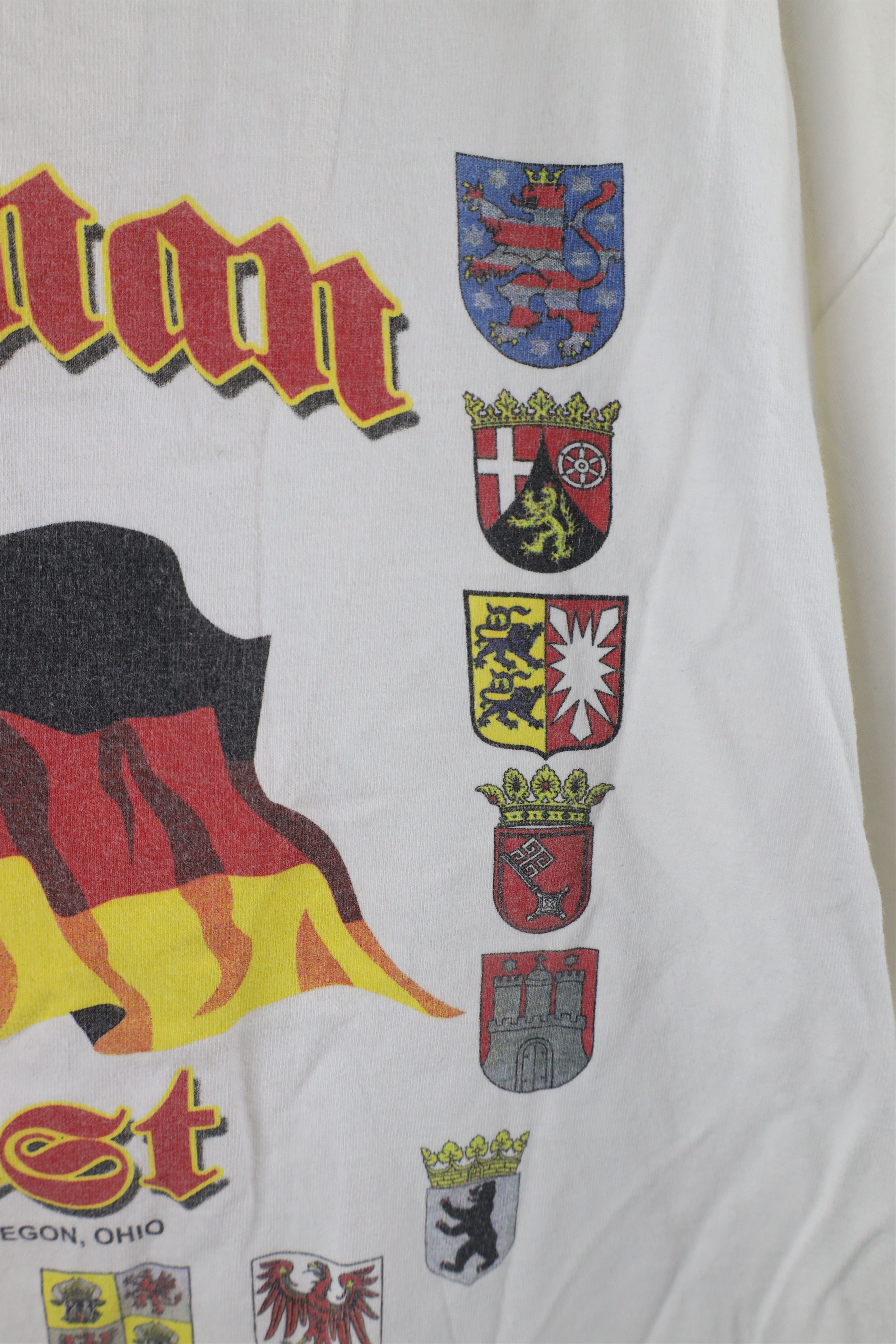 Vintage Vintage 90s Spell Out German Fest Short Sleeve T-Shirt White Size US XXL / EU 58 / 5 - 7 Thumbnail