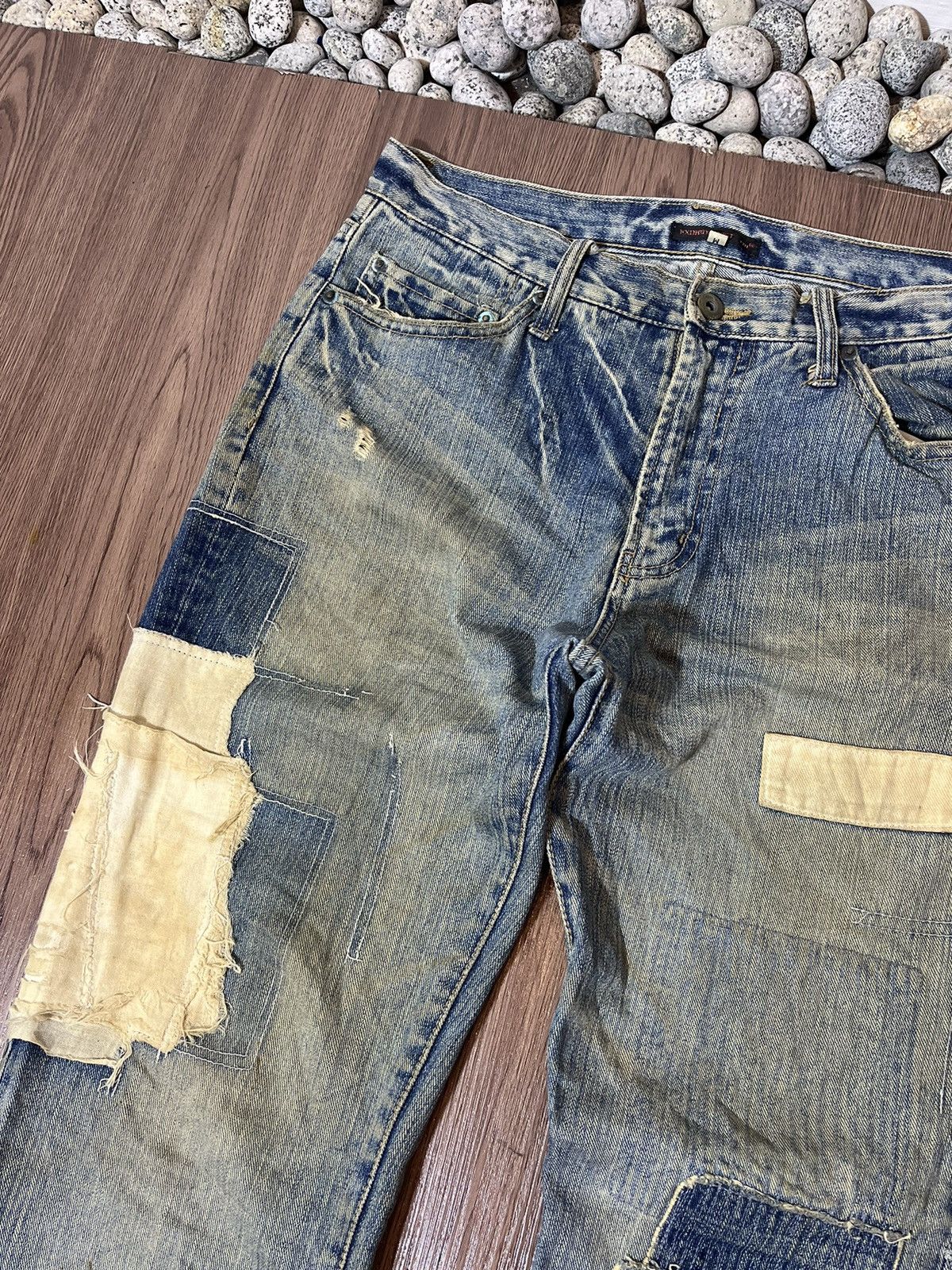 Japanese Brand Exhibitionist Japan Distressed Patchwork Jeans Size US 32 / EU 48 - 7 Thumbnail