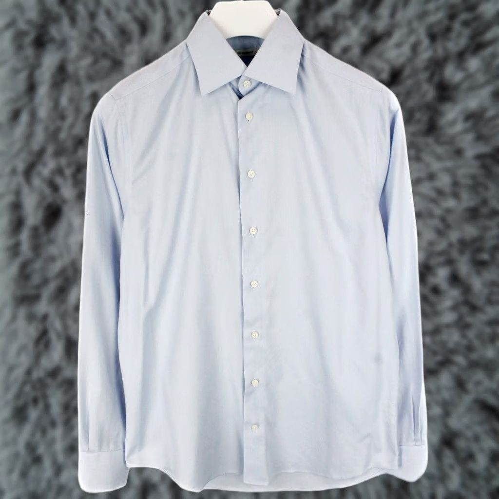Suitsupply SUITSUPPLY Shirt Men 37 14.5 Blue Slim Fit Spread Collar Formal Button Up Cotton Size 36R - 1 Thumbnail