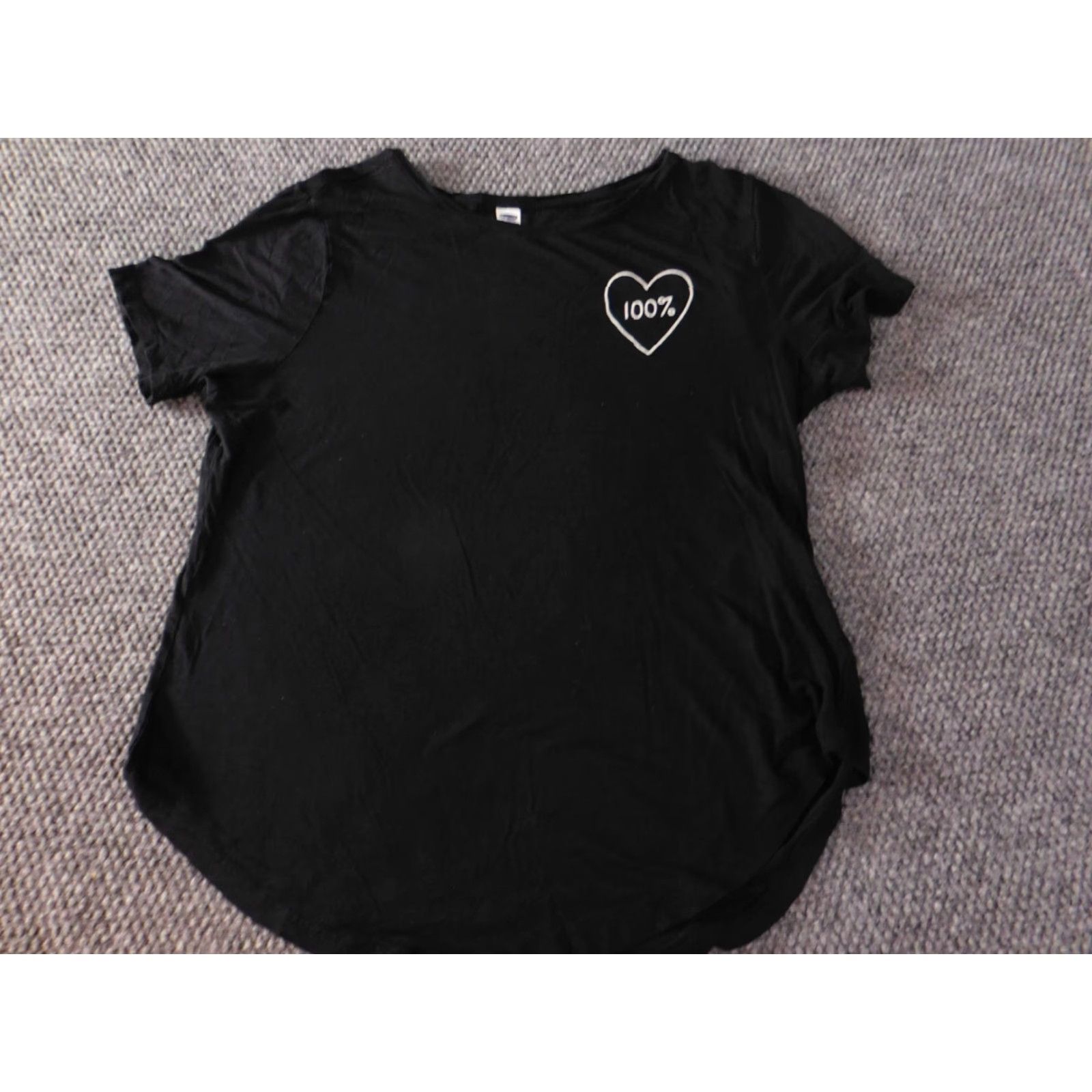 Old Navy Old Navy Womens Blouse L Black stretch heart tee Dolman Sleeve Short Sleeve Button Collared Pullover Polyester Basic Casual Regular Size L / US 10 / IT 46 - 2 Thumbnail