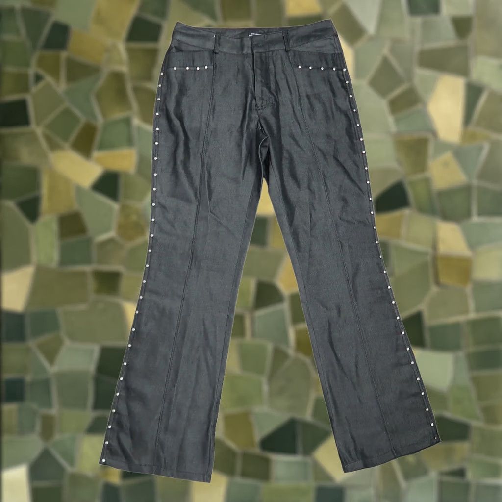 Denime VINTAGE Anthony Sicari Silk Denim Bootcut Jeans Womens 6 Black Studded 32in Inseam Mid Rise 10in Fall Spring Y2K Size 28" / US 6 / IT 42 - 1 Thumbnail