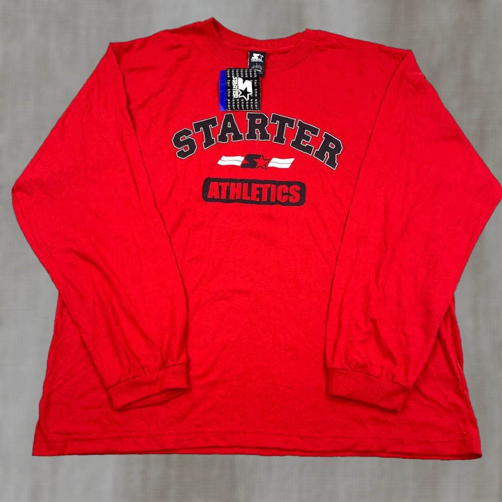 Starter VINTAGE Starter Shirt Men L Red Tee Long Sleeve Spell Out Y2K 2000s Skate Logo Retro 90s USA Mens Size US L / EU 52-54 / 3 - 1 Thumbnail