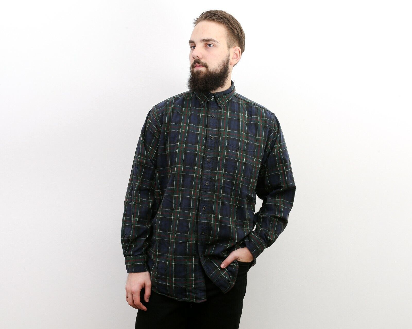 L.L. Bean × Vintage Men's L TALL Plaid Shirt Casual Button Up Flannel Longsleeve Size US L / EU 52-54 / 3 - 2 Thumbnail