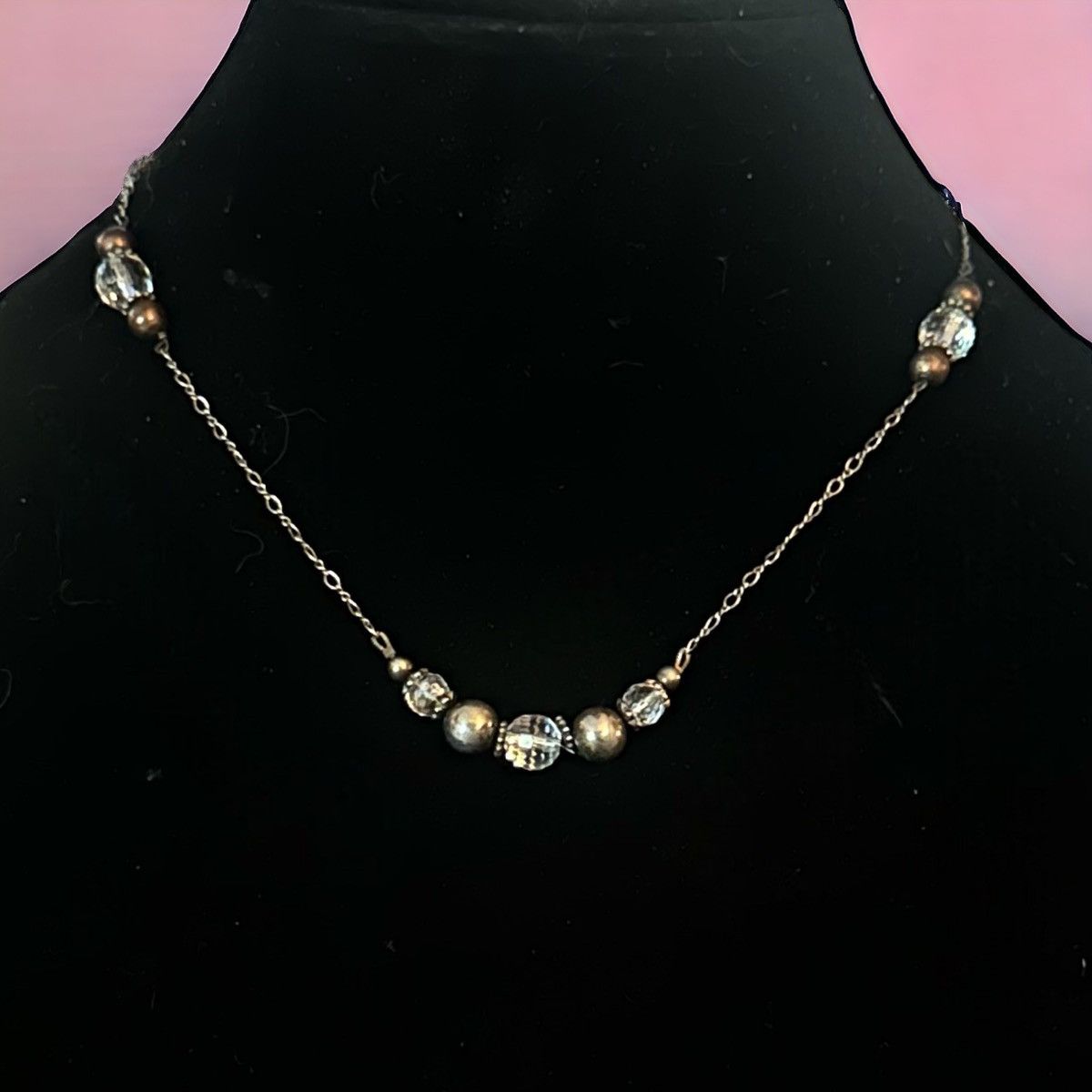 Vintage Vintage 925 silver station crystal bead necklace Size ONE SIZE - 1 Thumbnail