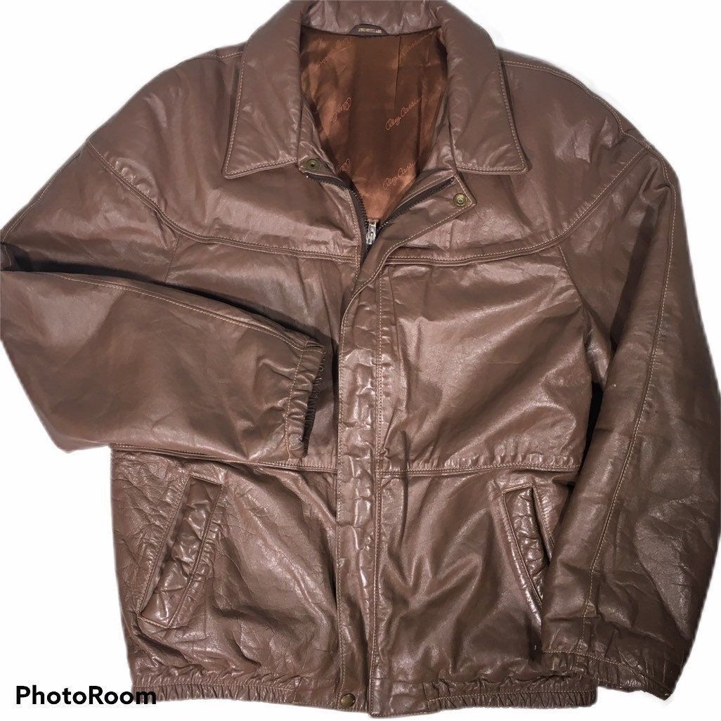 Oleg Cassini Vtg Oleg Cassini Brown Leather Coat Insulated Biker Jacket Size US L / EU 52-54 / 3 - 2 Thumbnail