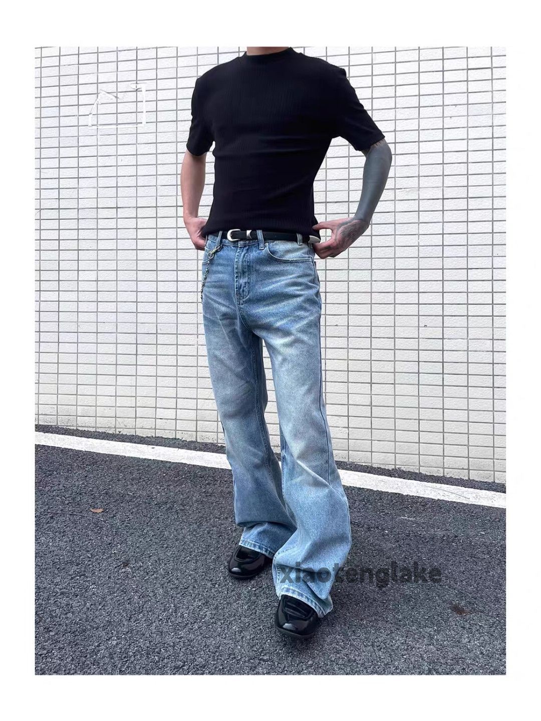 Jean Unisex washed faded cleanfit yuppie y2k flared jeans Size US 32 / EU 48 - 4 Thumbnail