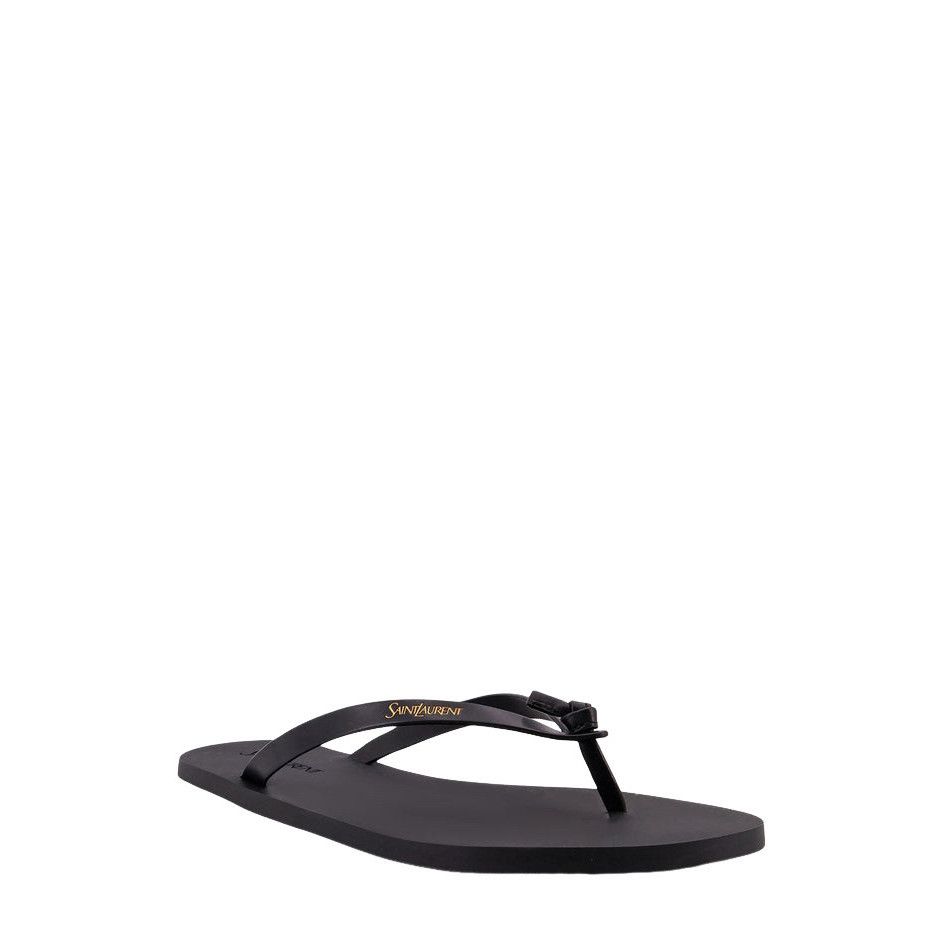 SAINT LAURENT Party Black Rubber Thong Sandals New & Authent
