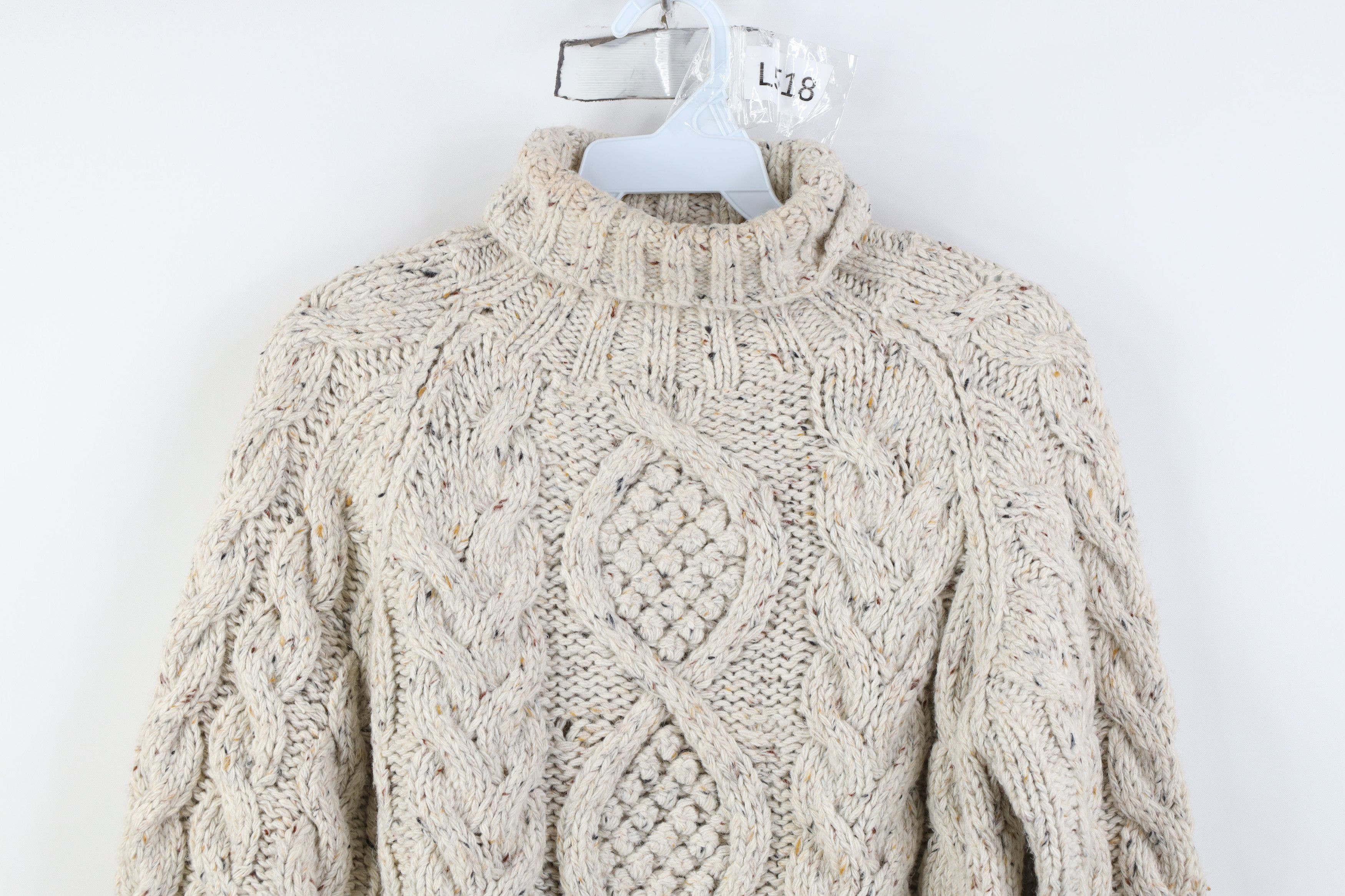 Vintage Vintage 90s Wool Blend Chunky Fisherman Turtleneck Sweater Size S / US 4 / IT 40 - 2 Thumbnail