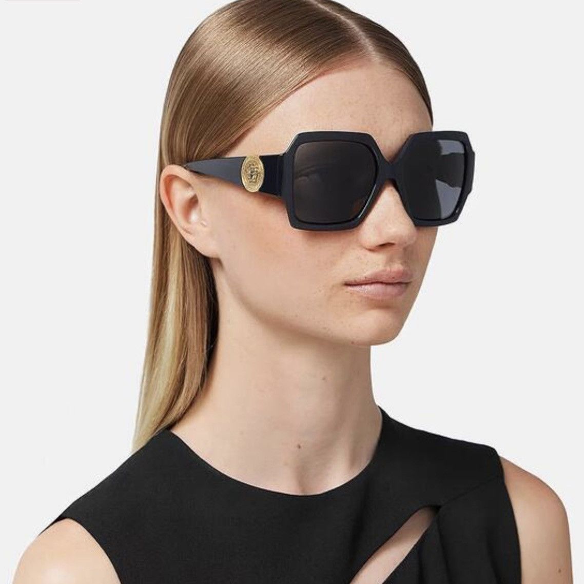 image of New Versace Ve4453 Gb1/87 Sunglasses Mod 4453 Black Eyewear, Women's