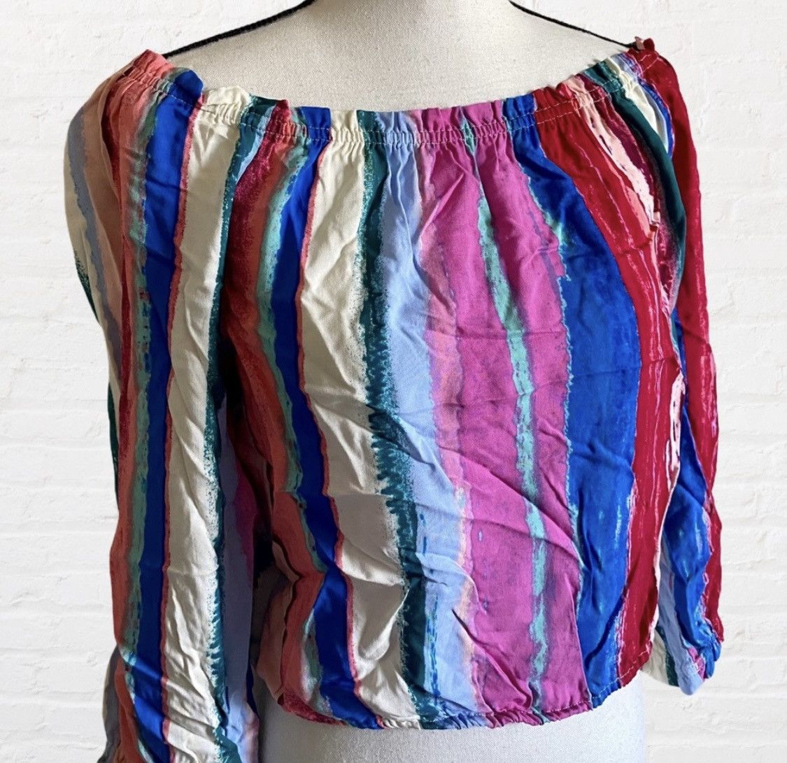 Other CANDIE’S STRIPED COLD SHOULDER CROP TOP 3/4 SLEEVES Size L / US 10 / IT 46 - 2 Thumbnail