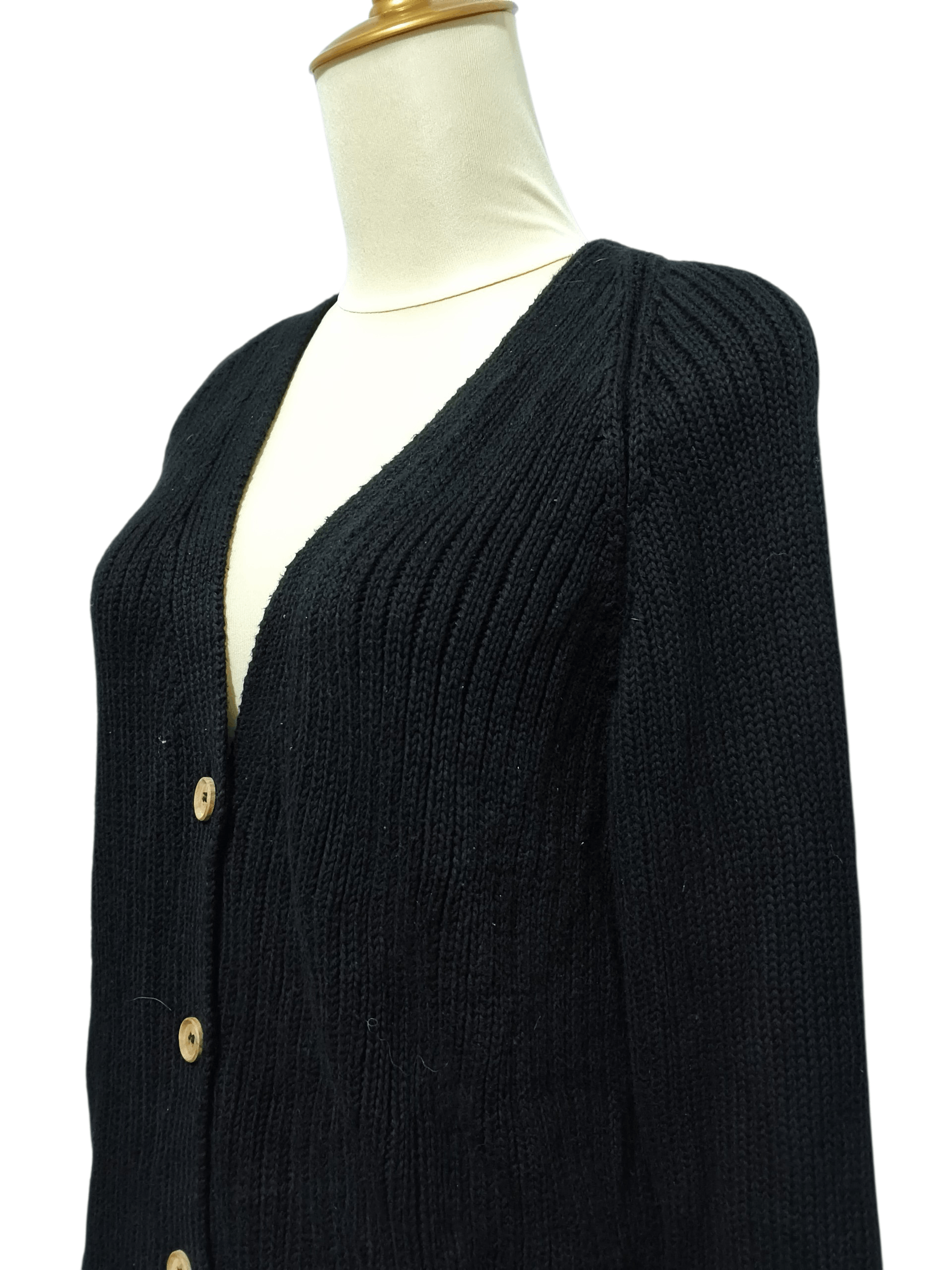 Emerson Fry 🔥Emerson Fry Low V Neck Black Organic Cardigan Size M / US 6-8 / IT 42-44 - 3 Thumbnail