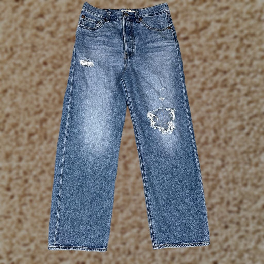Levi's VINTAGE Levis Jeans Womens 27x27 Blue Denim Ribcage Straight Ankle Premium Big E Cotton Size 27" / US 4 / IT 40 - 1 Thumbnail