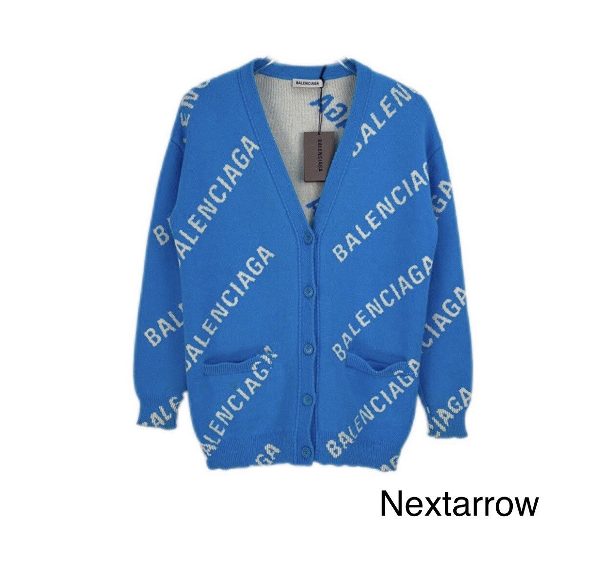 Balenciaga Balenciaga sky blue full classic logo knitted cardigan shirt Size US XS / EU 42 / 0 - 1 Thumbnail