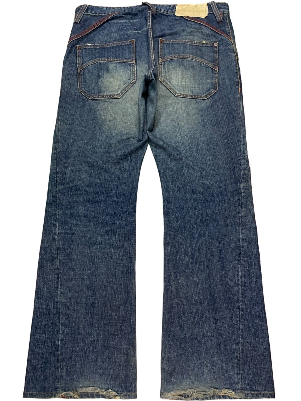 Japanese Brand Vintage Japanese Blue Way Mud Wash Distressed Bootcut Jeans Size US 37 - 2 Thumbnail