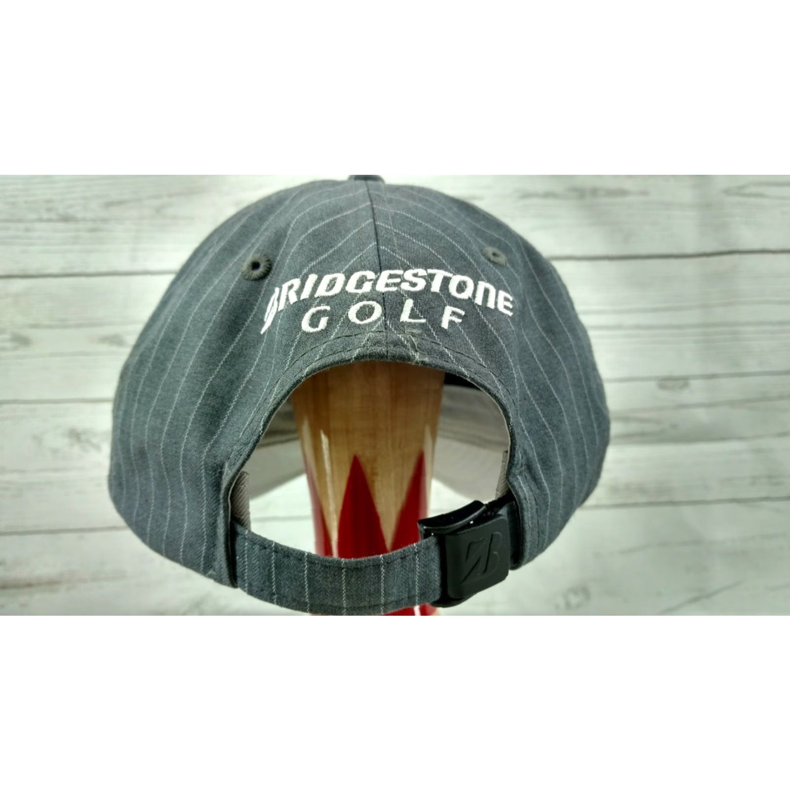Vintage Bridgestone Golf Gray Pinstripe Baseball Hat Strapback Men Adjustable Polyester blend Cap Size ONE SIZE - 5 Thumbnail