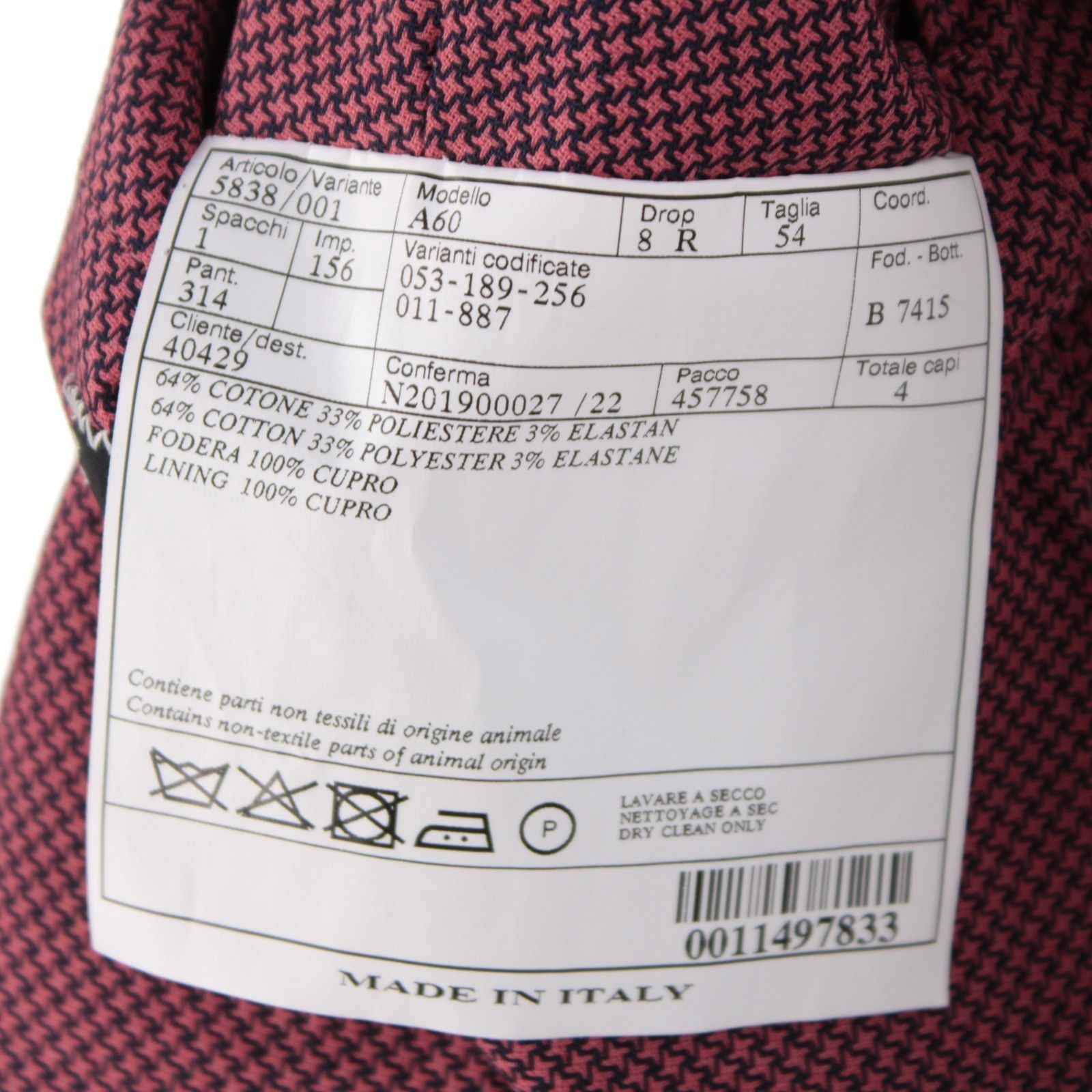 Belvest Belvest Suit Size US 44 Regular in Red Size 44R - 9 Thumbnail