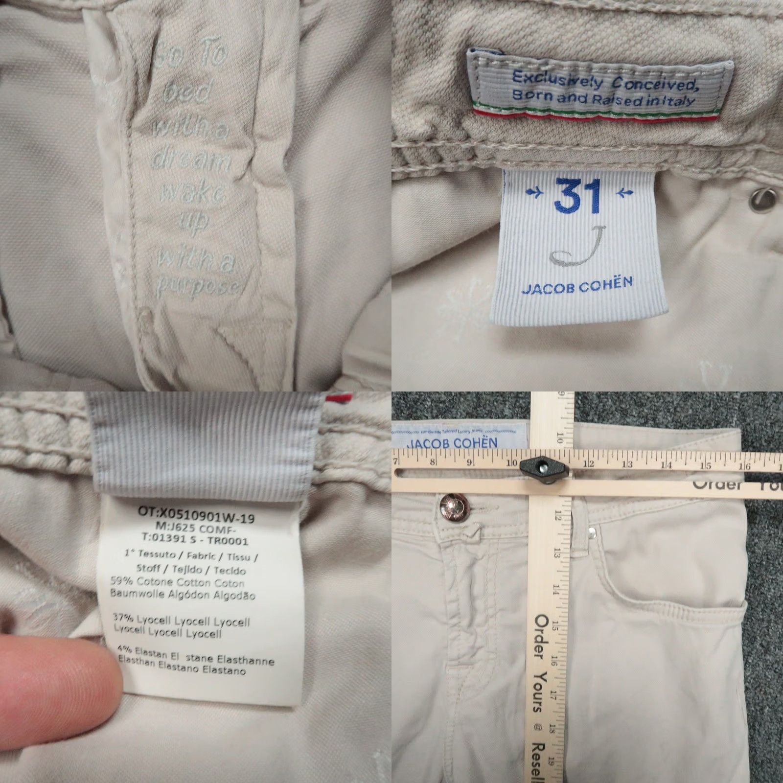 Jacob Cohen Jacob Cohen Jeans Mens 32x28 Stone Cream 5-Pocket Stretch Denim Regular Straight Vintage No N/A Size US 32 / EU 48 - 8 Thumbnail