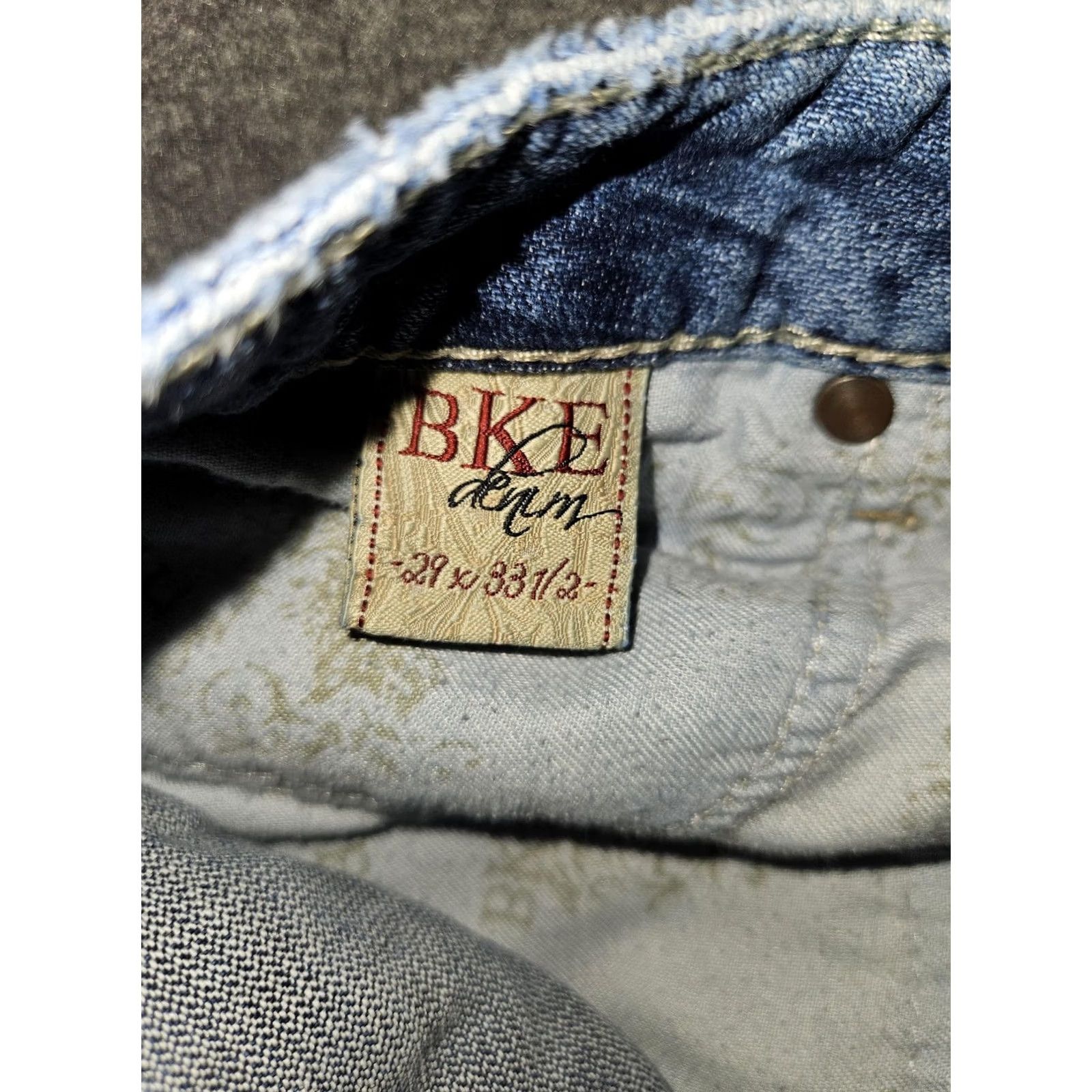 BKE VINTAGE? No. Madison Jeans Womens 29x33.5 Distressed Bootcut Denim Medium Wash BKE Size 29" - 3 Thumbnail
