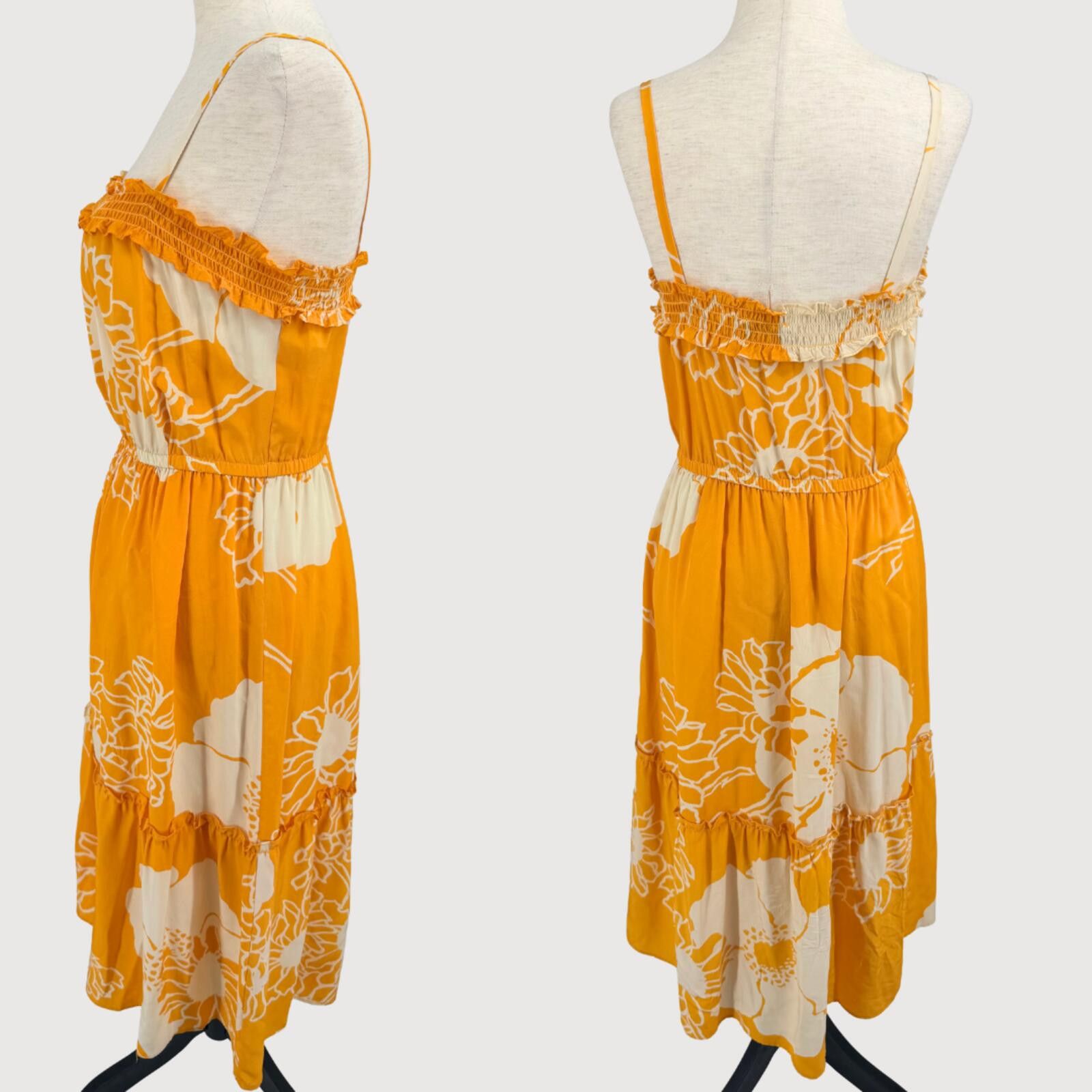 Other Nieves Lavi Silk Floral Midi Dress Yellow XS Size XS / US 0-2 / IT 36-38 - 3 Thumbnail