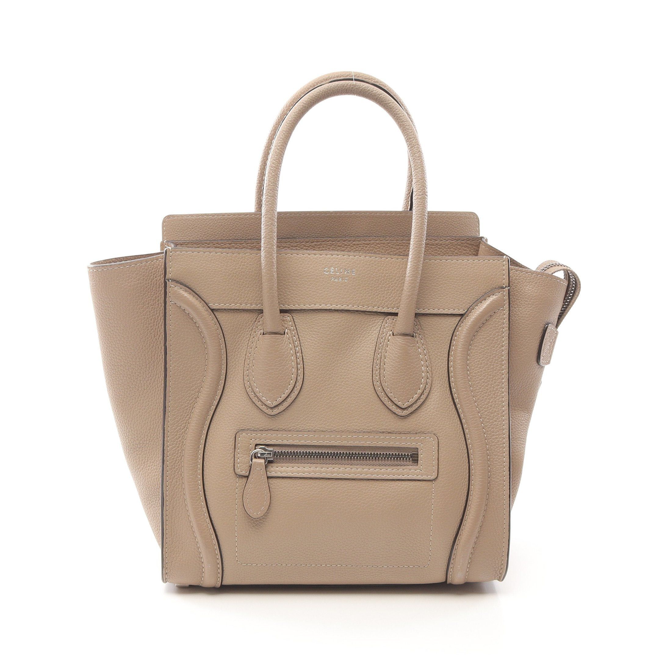 Celine Celine Luggage Micro Shopper Handbag Tote Bag Leather Gray Brown Size ONE SIZE - 1 Thumbnail