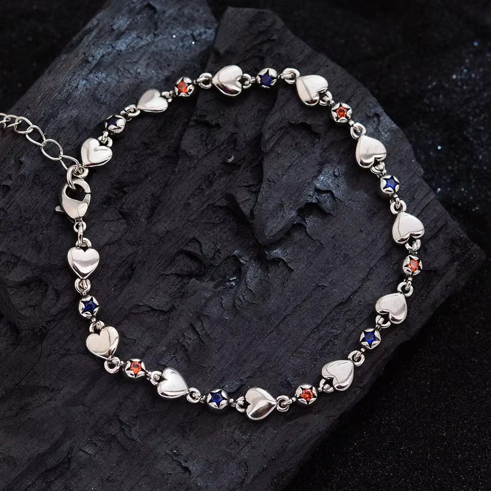 Jewelry Love Heart Shiny Colorful Crystal Star Charm Bracelet Size ONE SIZE - 2 Thumbnail