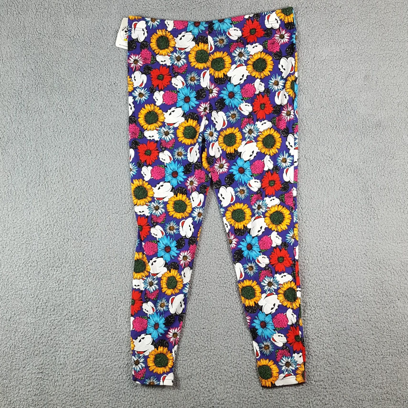 Mickey & Co. VINTAGE 90s Mickey Mouse Flower Print AOP Women's Size 34" Waist Leggings Pants Size 24" / US 00 / IT 34 - 3 Thumbnail