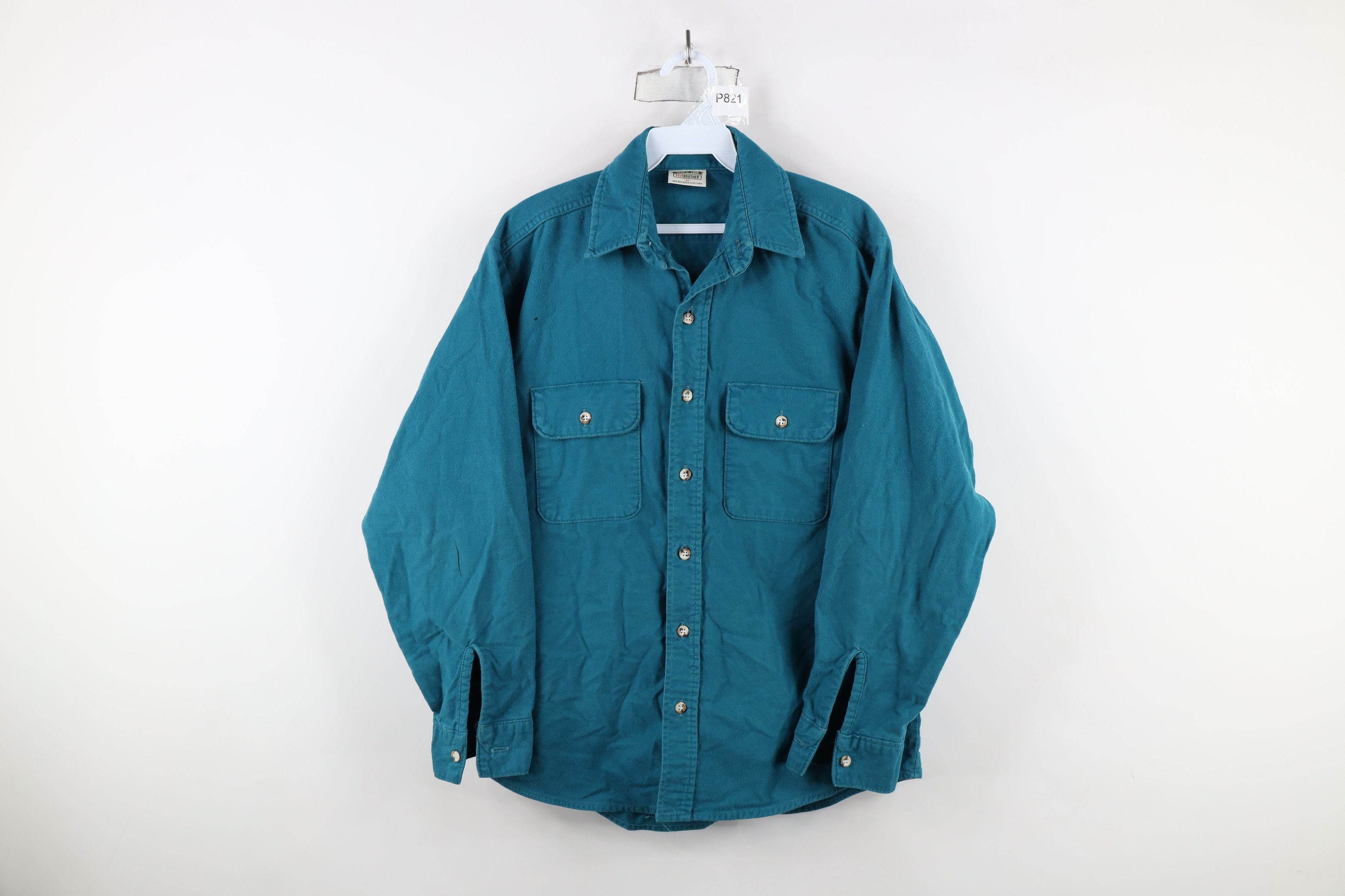 FiveBrother × Vintage Vintage 90s Five Brother Chamois Cloth Button Shirt Teal Size US M / EU 48-50 / 2 - 1 Thumbnail