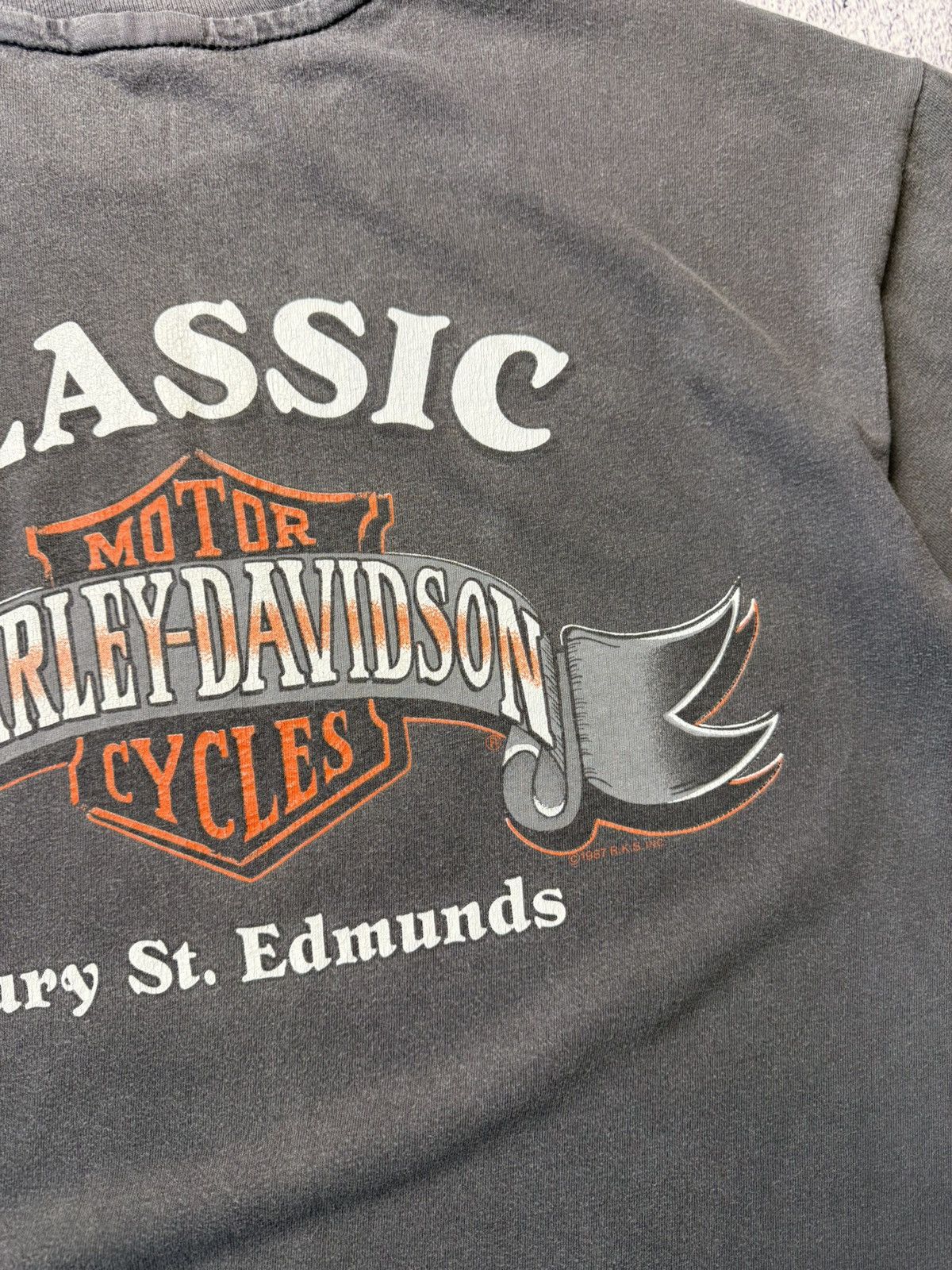 Harley Davidson Vintage Harley Davidson T Shirt 1989 USA Bury St.Edmunds Size US L / EU 52-54 / 3 - 20 Thumbnail