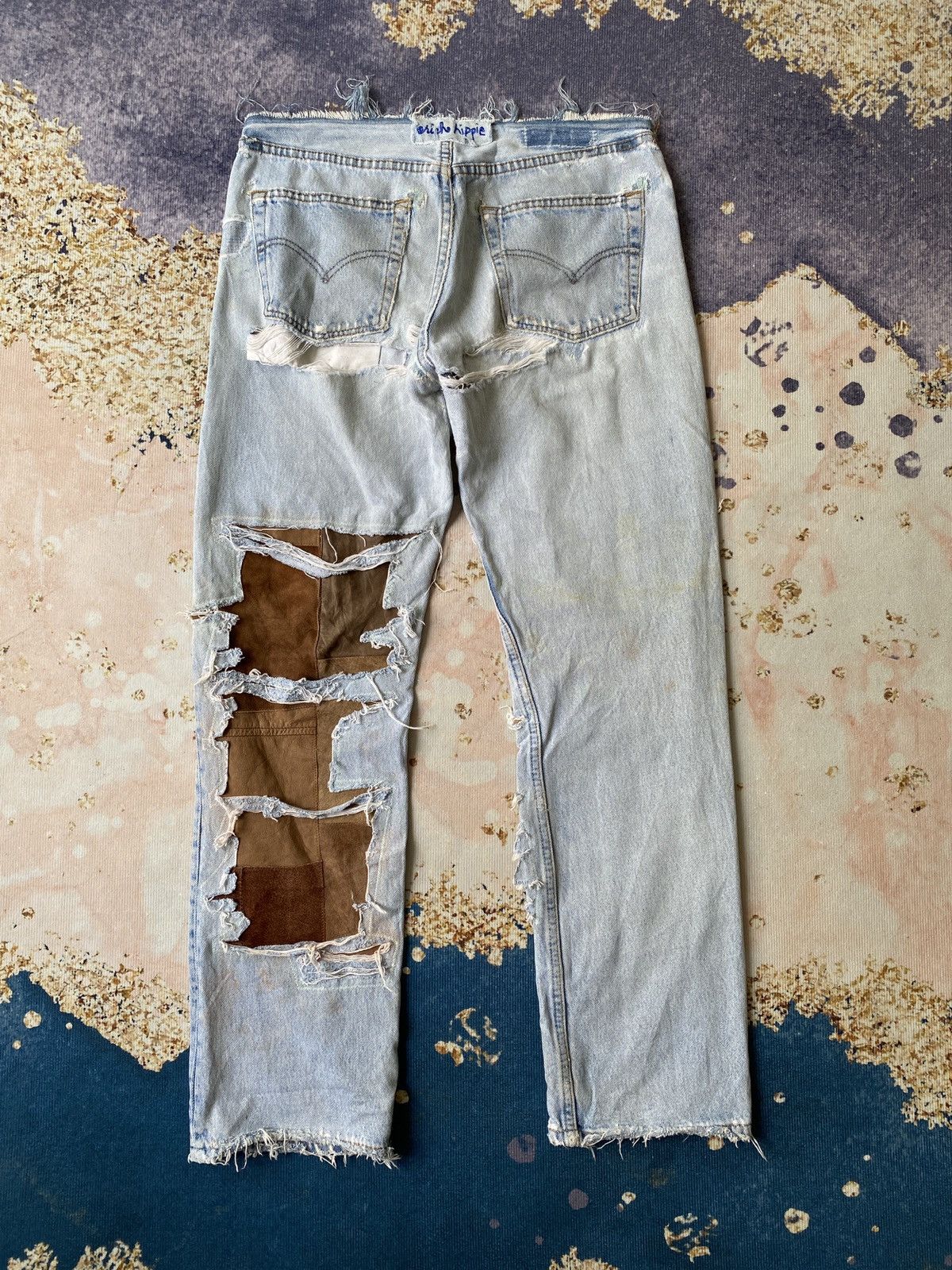 Japanese Brand 1990s - Ericho Hippie Deconstruced Distressed Design Denim Size US 32 / EU 48 - 4 Thumbnail