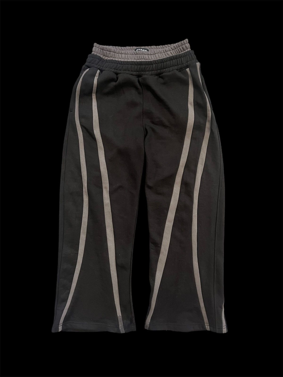 Other Black and grey double waist wide leg streetwear sweatpants Size US 32 / EU 48 - 2 Thumbnail