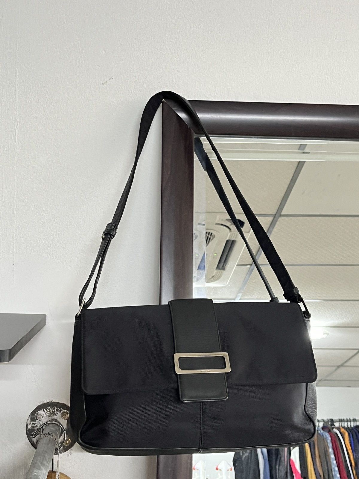 Courreges Courreges Hand Carry Dinner Leather Nylon Bag Size ONE SIZE - 2 Thumbnail