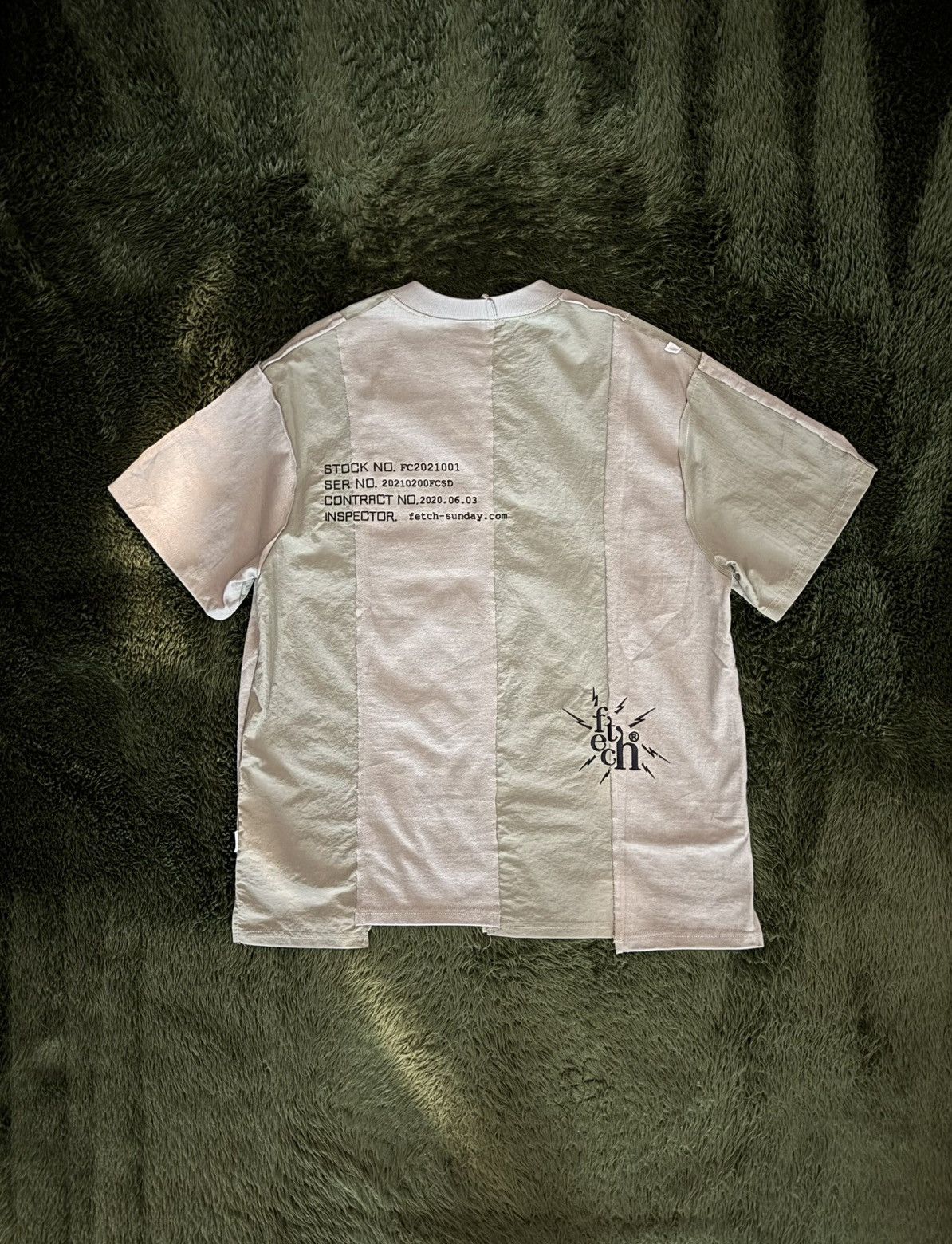 Japanese Brand [XL] Fetch Sunday Panel Embroidered Logo T-Shirt Beige Size US XL / EU 56 / 4 - 8 Thumbnail