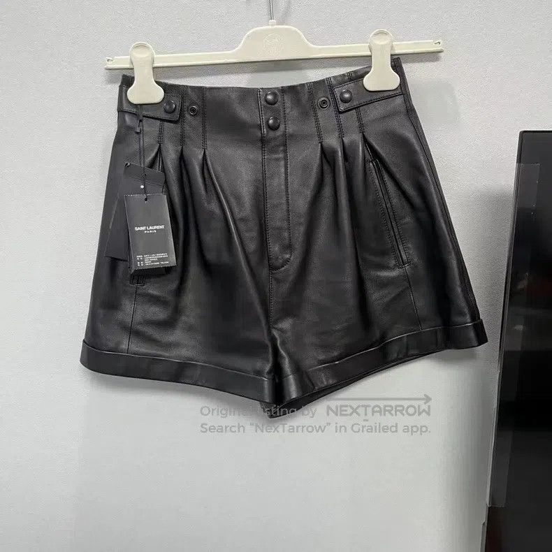 Saint Laurent Paris Saint Laurent Paris Leather Shorts Size 37" - 1 Thumbnail