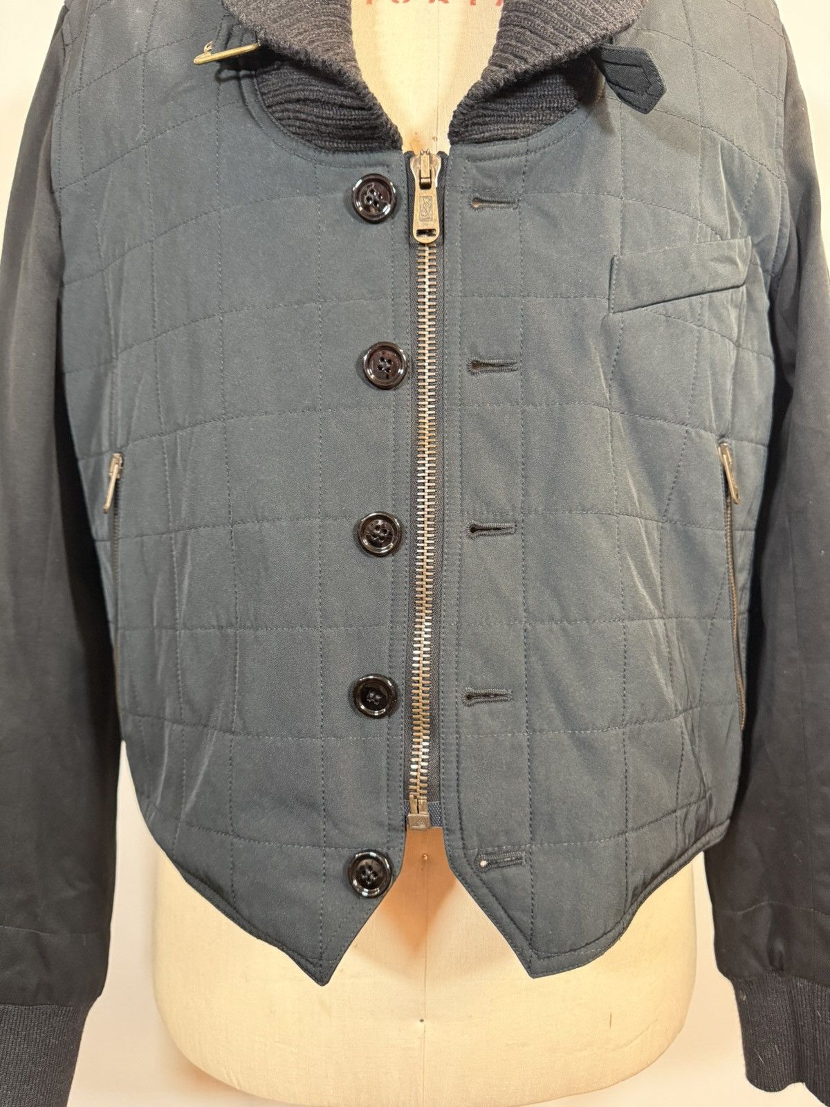 Yves Saint Laurent YSL Quilted Hybrid Bomber Jacket - Slate/Black - Size 54 Size US L / EU 52-54 / 3 - 9 Thumbnail