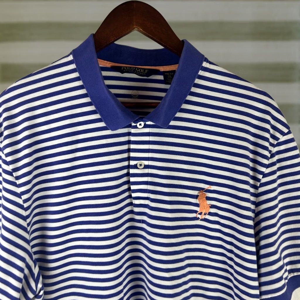 Polo Ralph Lauren VINTAGE Polo Golf Ralph Lauren Shirt Mens 2XL Purple Striped Pro Fit S/S Big Pony Size US XXL / EU 58 / 5 - 1 Thumbnail