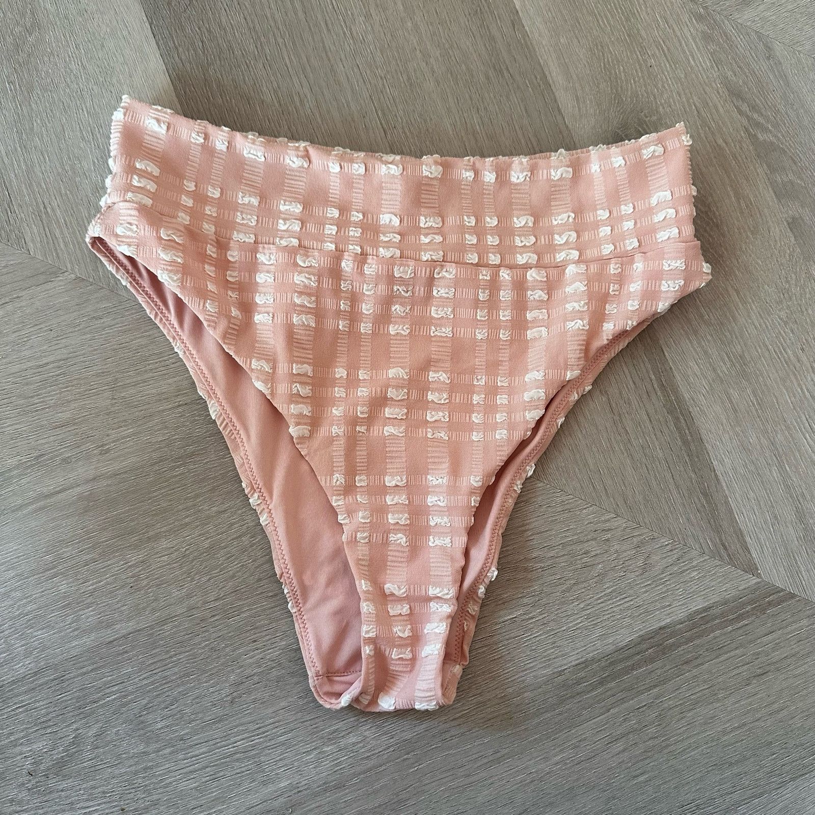 Other Aerie Plaid High Cut Cheeky Swim Bikini Bottoms Pink S Size ONE SIZE - 1 Thumbnail