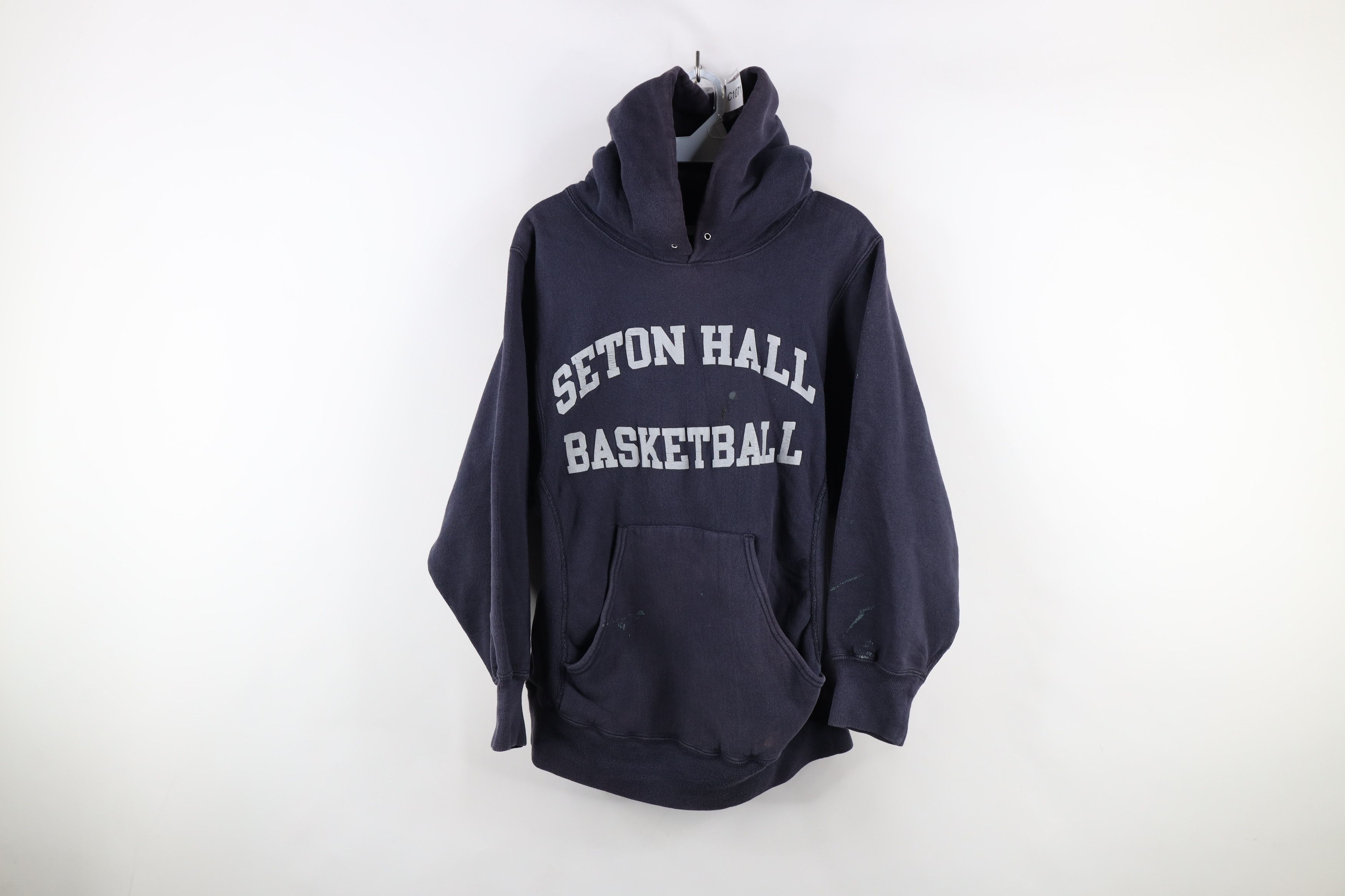 Vintage Vintage 80s 90s Sand Knit Basketball Reverse Weave Hoodie Size US S / EU 44-46 / 1 - 1 Thumbnail