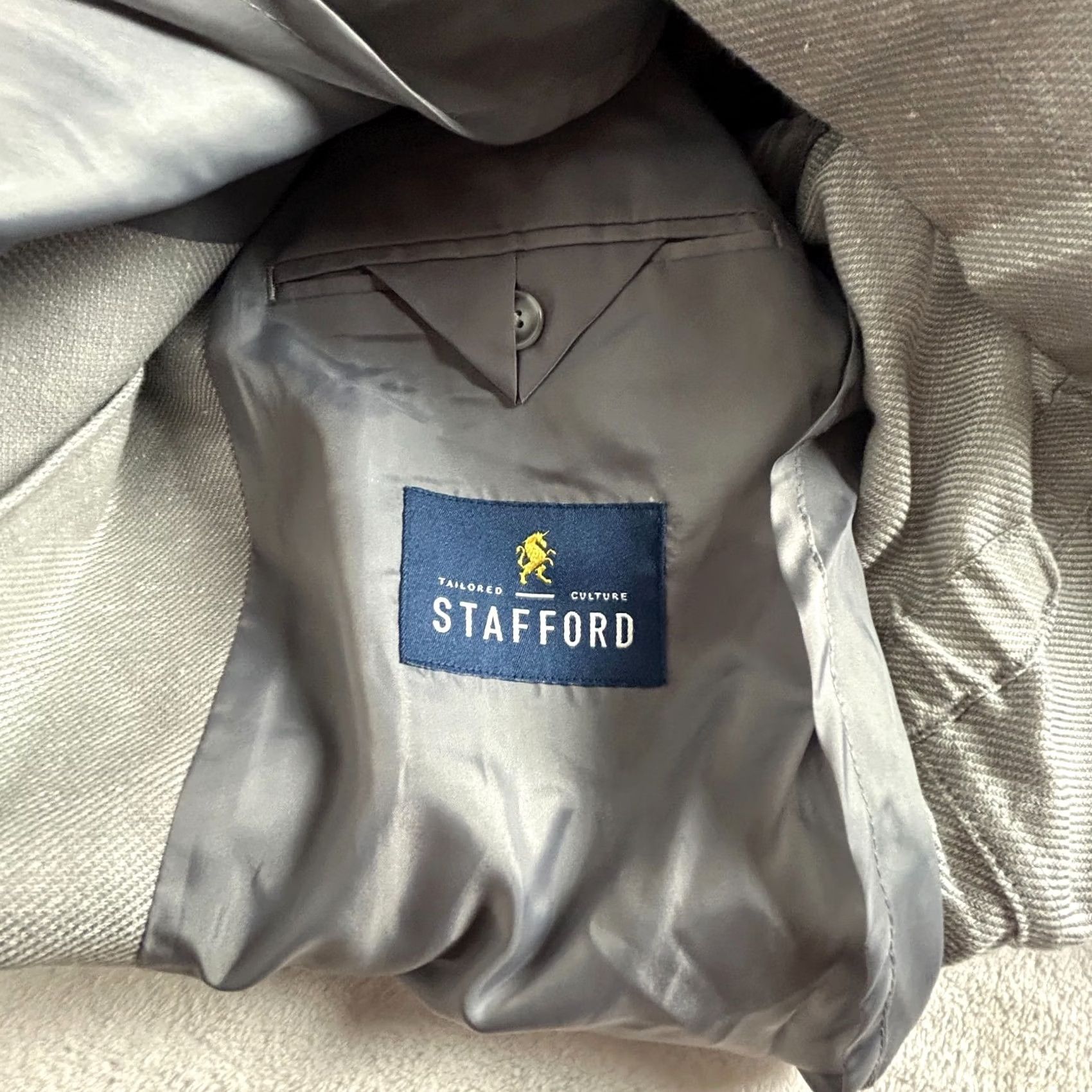 Stafford Stafford Men's Gray Twill Button Front Shirt Long Sleeve Linen Blend Large NWT Size US L / EU 52-54 / 3 - 5 Thumbnail