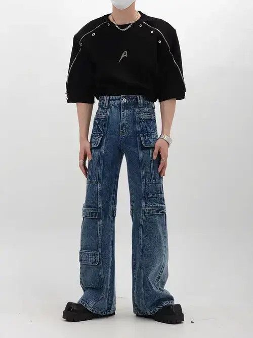 Jean Micro-flare jeans with retro unique pockets Size US 32 / EU 48 - 8 Thumbnail