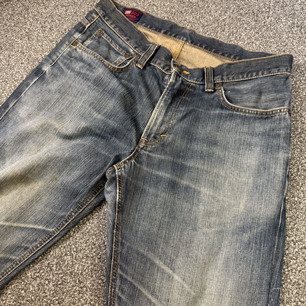 If Six Was Nine 90s Flared Japanese Wideleg Edwin 503 Mud Distressed Denim Size US 36 / EU 52 - 3 Thumbnail