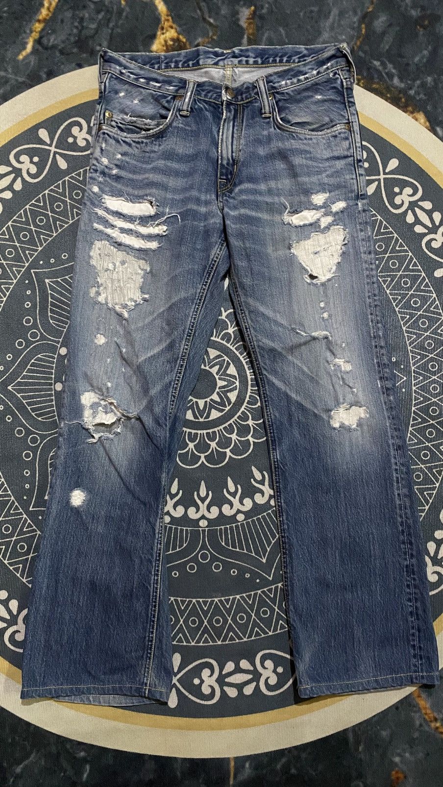 Blue Blue Japan Distressed Blue Blue King Of The Blue Jeans Size US 30 / EU 46 - 1 Thumbnail